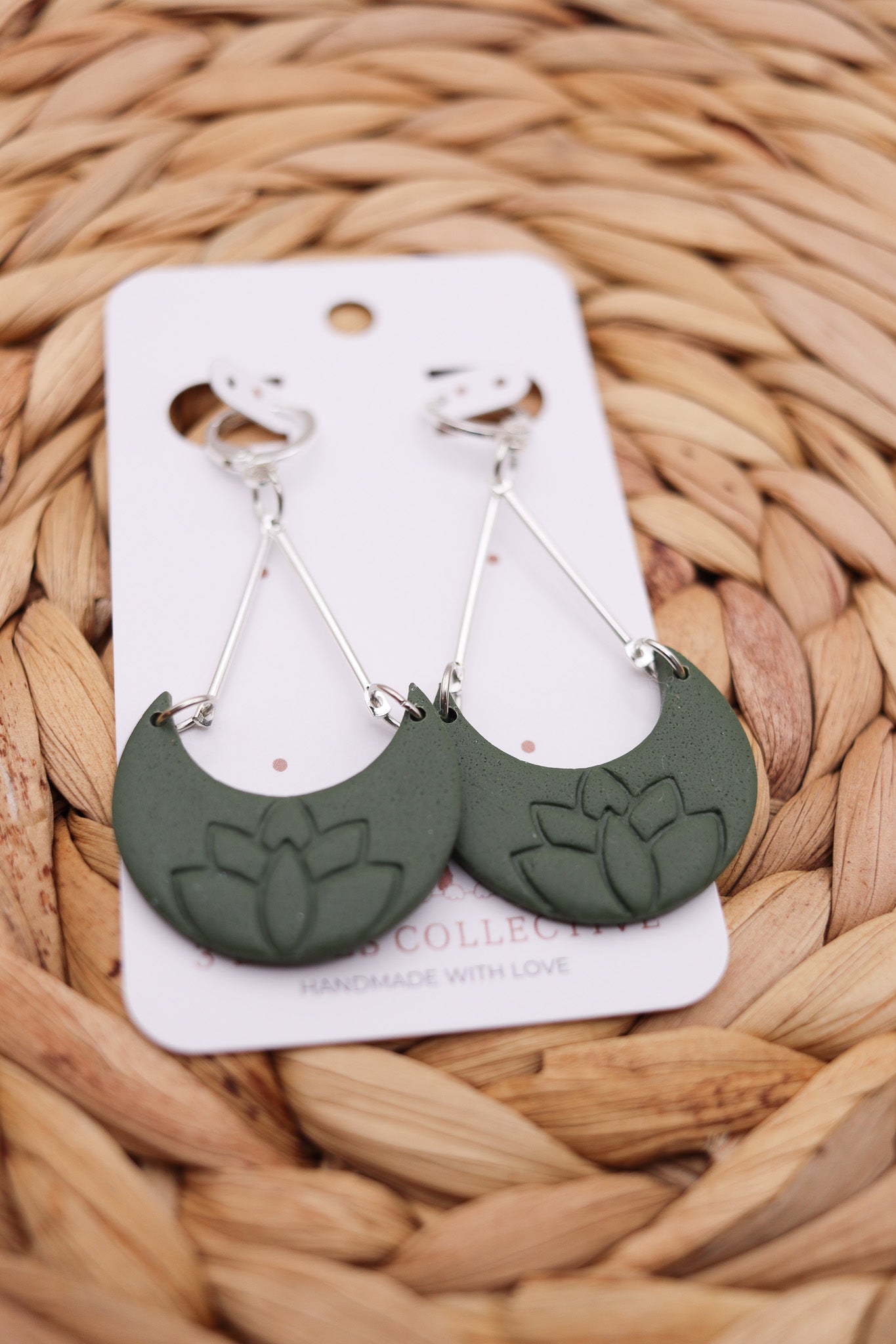 Lotus Moon Dangle Earrings