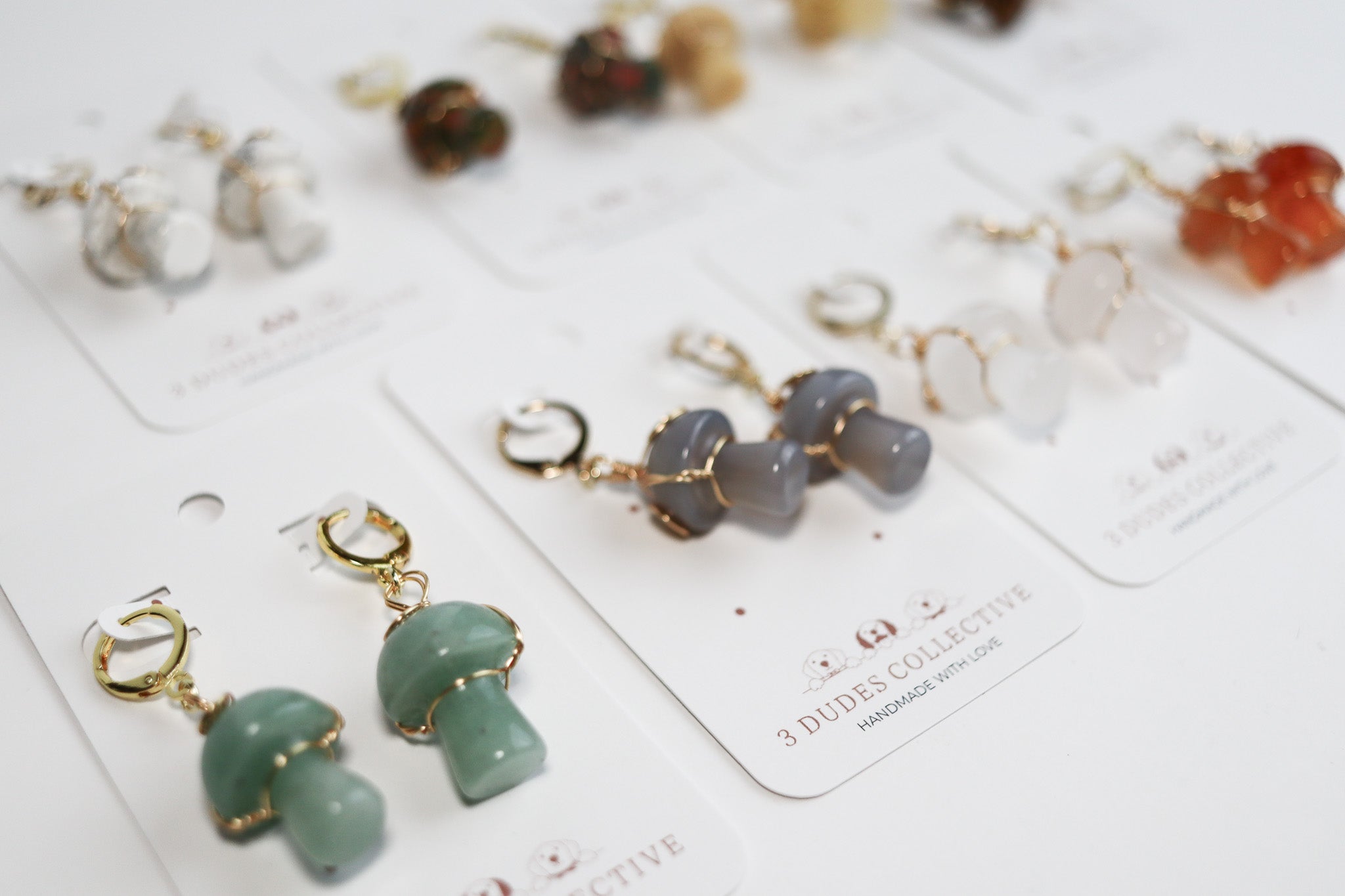 Wire Wrapped Crystal Mushroom Earrings