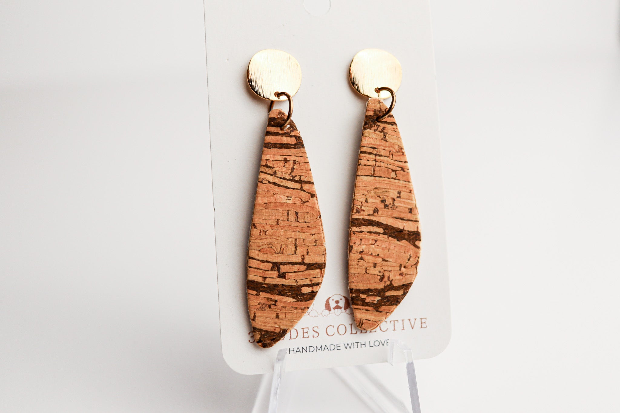 Eco Cork Oblong Dangle Earrings