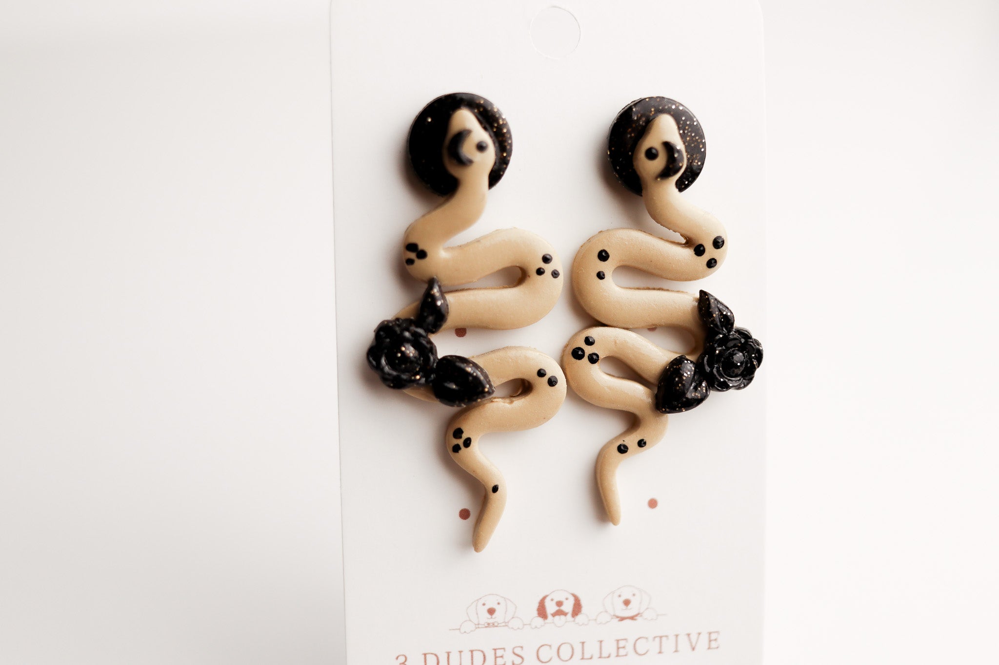 Moon Garden Serpent Earrings (Nude)