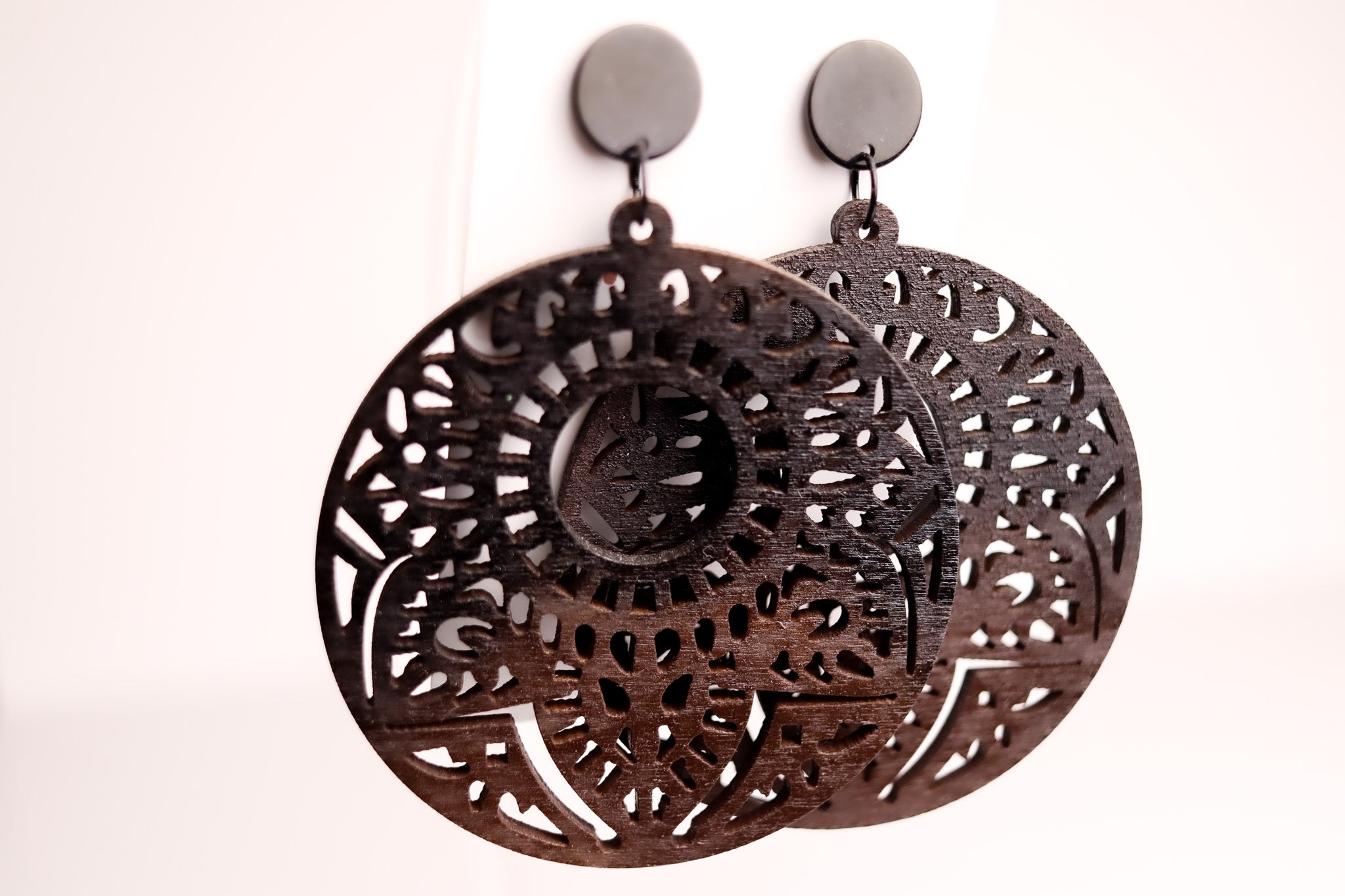 Boho Wood Brown Black Ombre Earrings