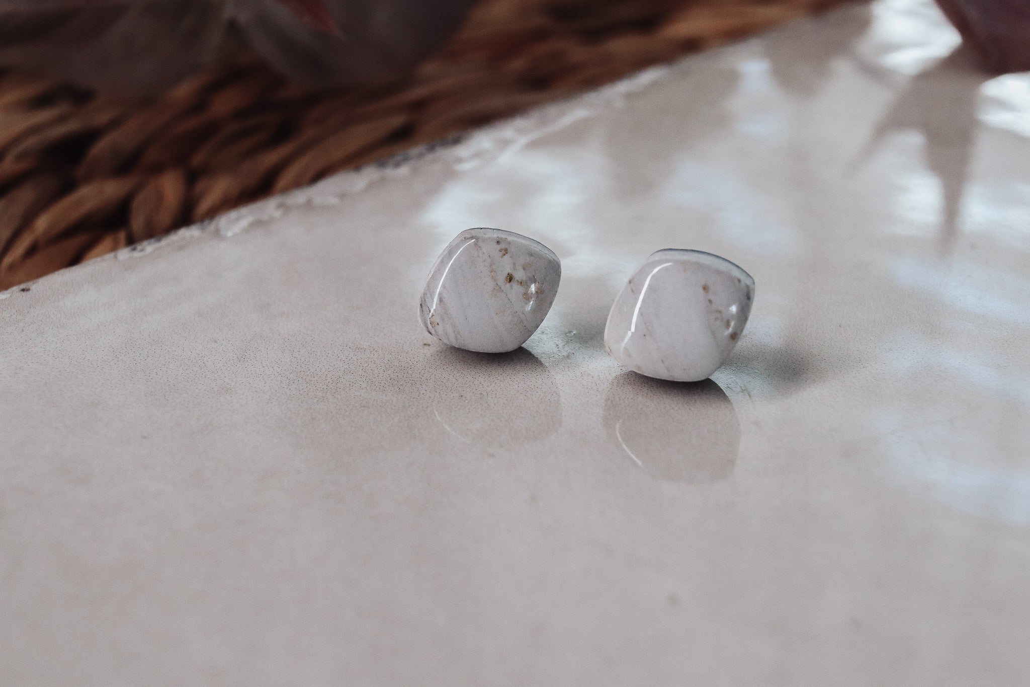 Gold Leaf Marble Diamond Stud