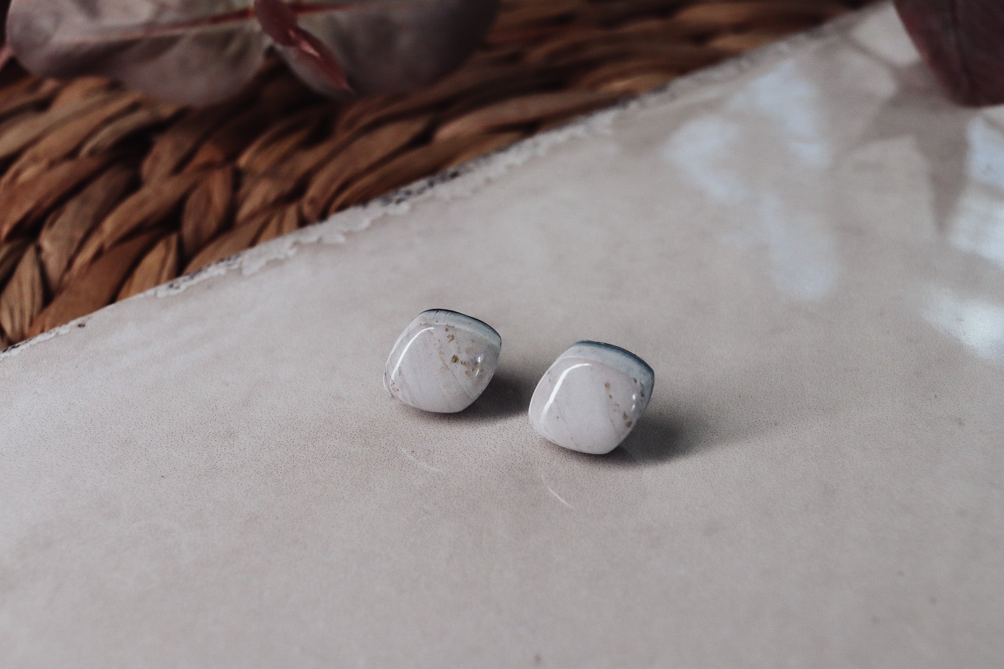 Gold Leaf Marble Diamond Stud