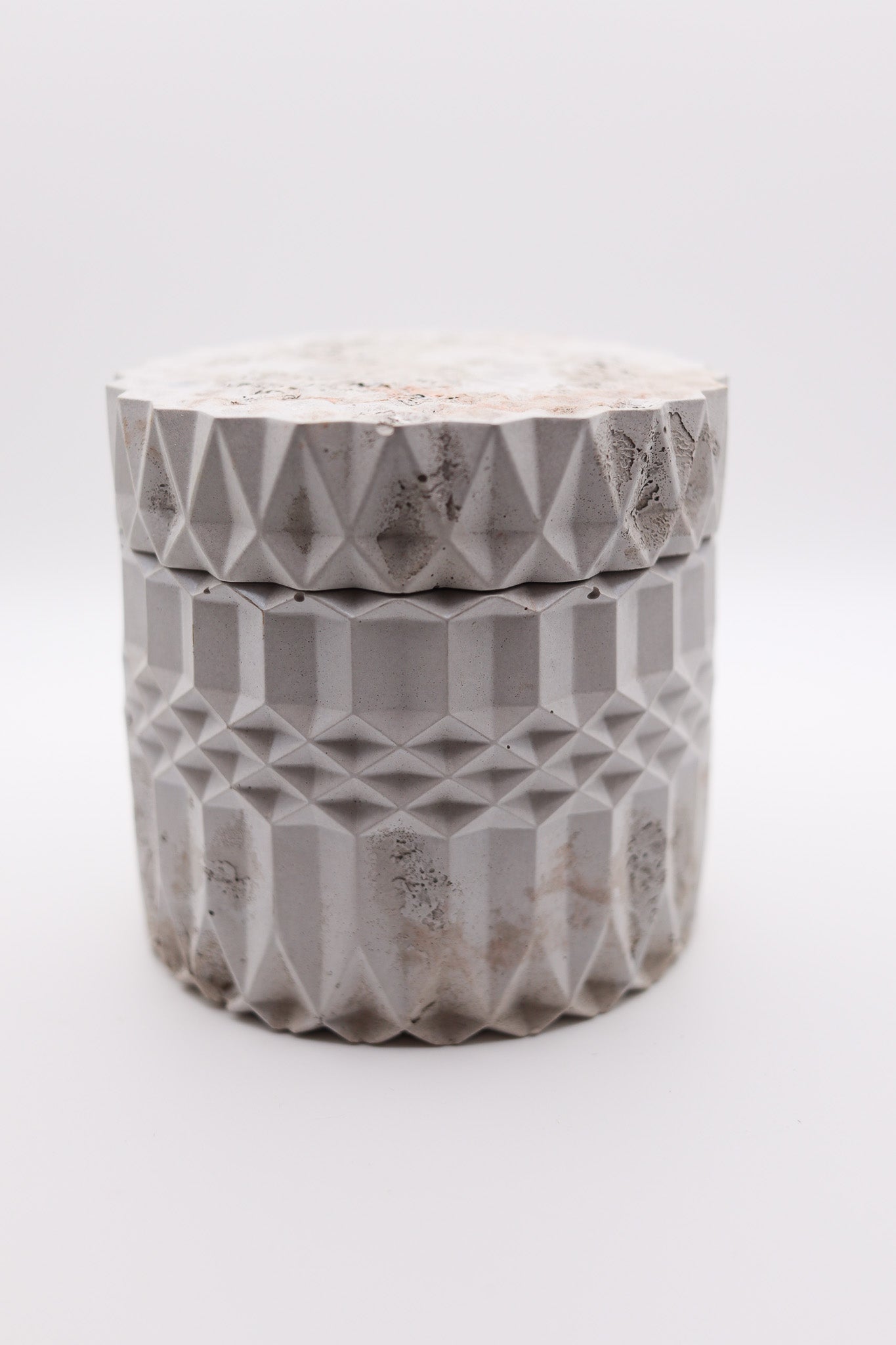 Faceted Cement Jar