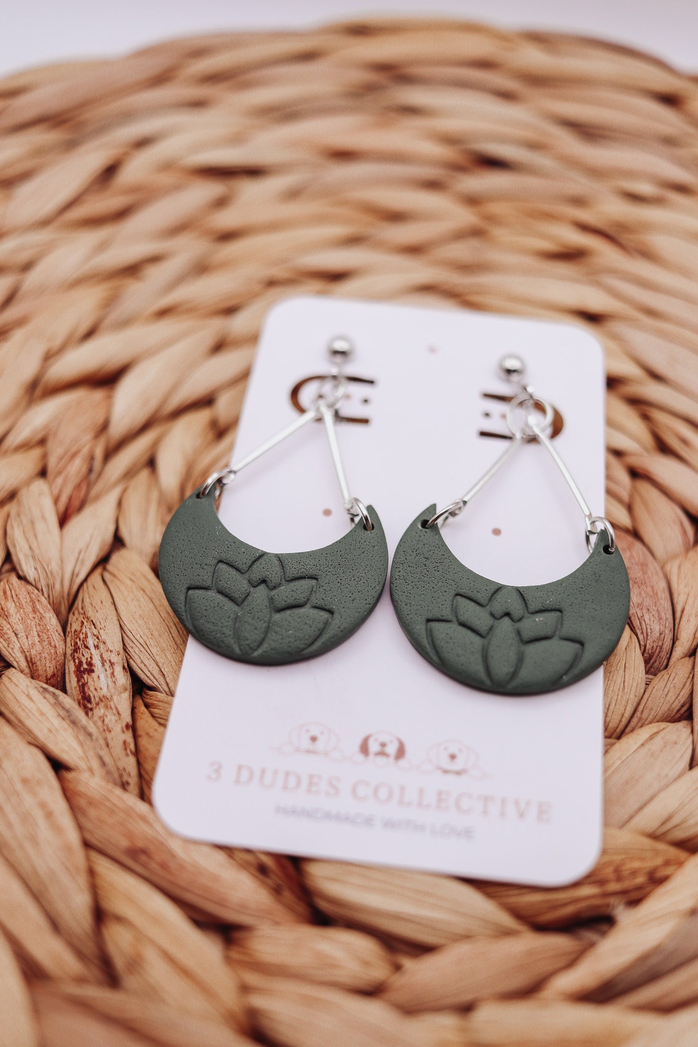 Lotus Moon Dangle Earrings