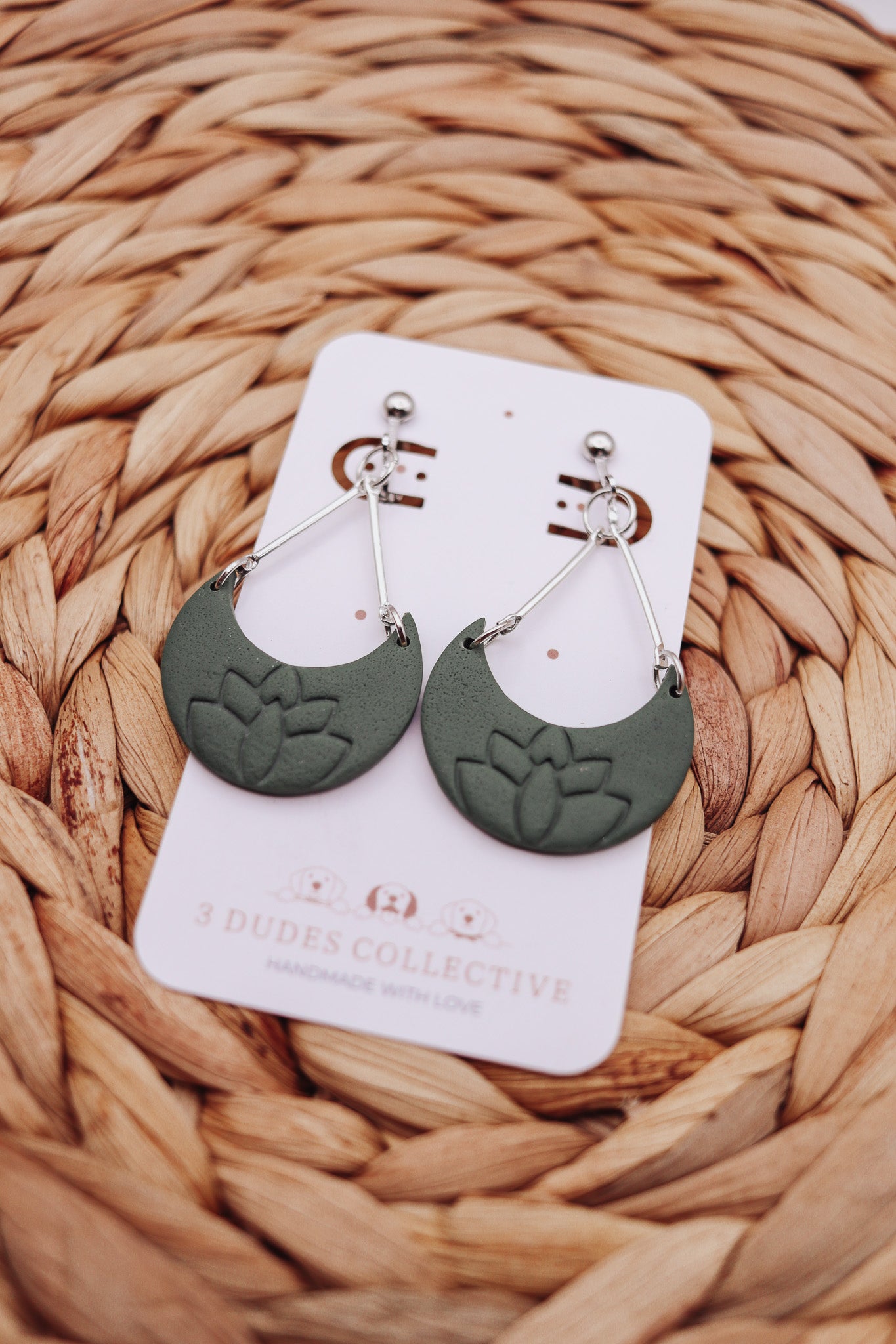 Lotus Moon Dangle Earrings