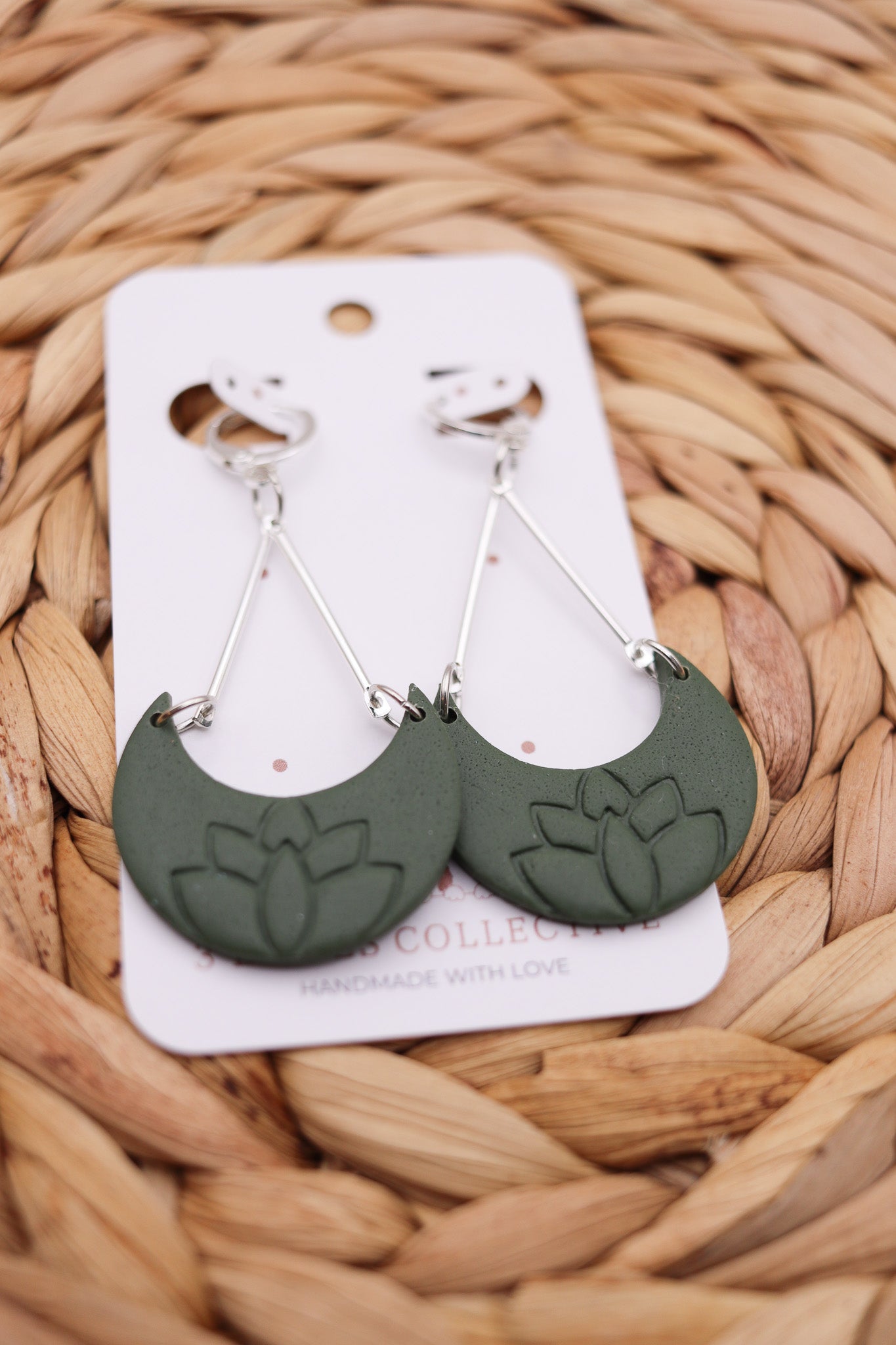 Lotus Moon Dangle Earrings