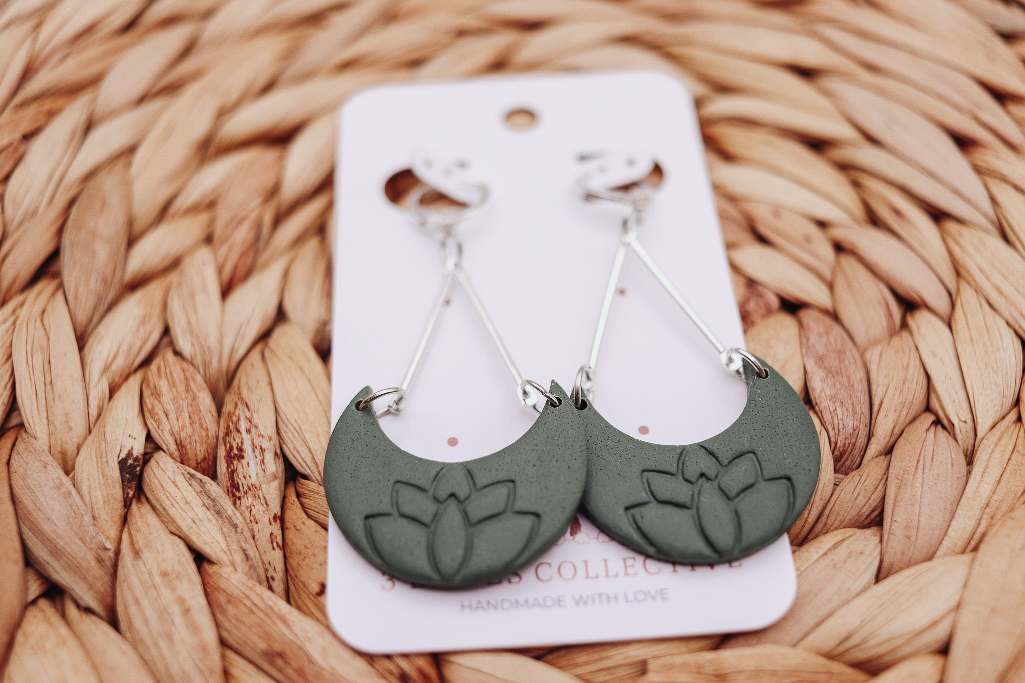 Lotus Moon Dangle Earrings