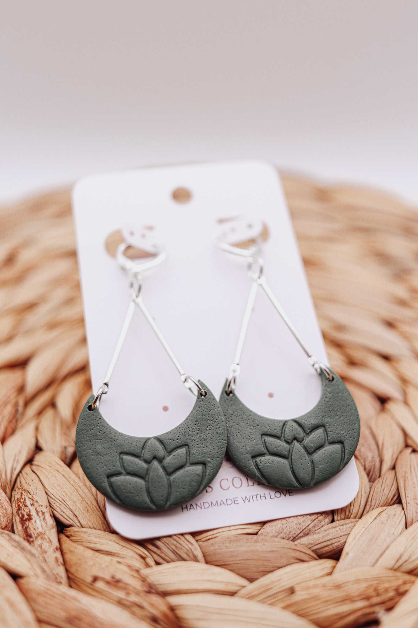 Lotus Moon Dangle Earrings