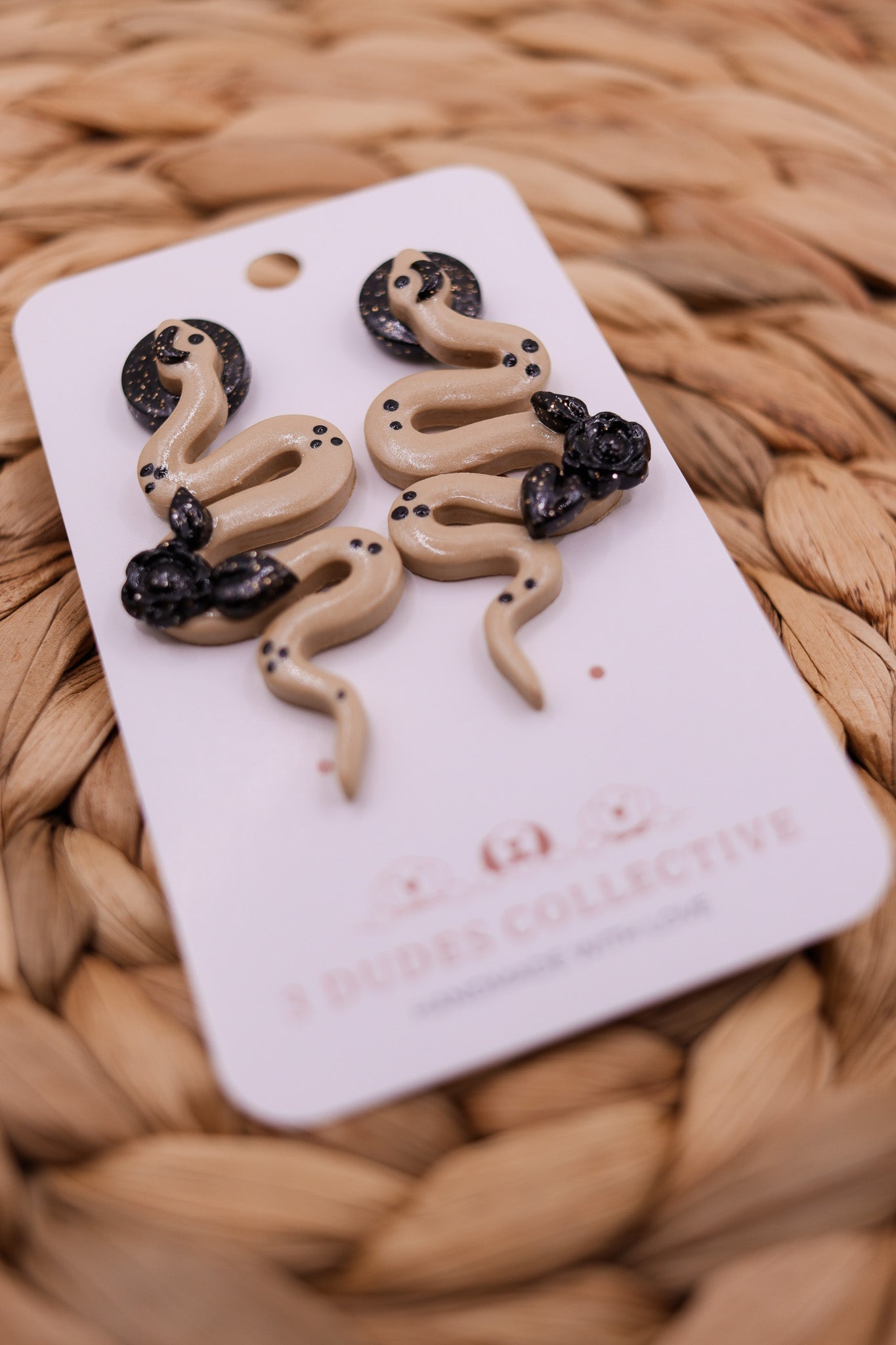 Moon Garden Serpent Earrings (Nude)