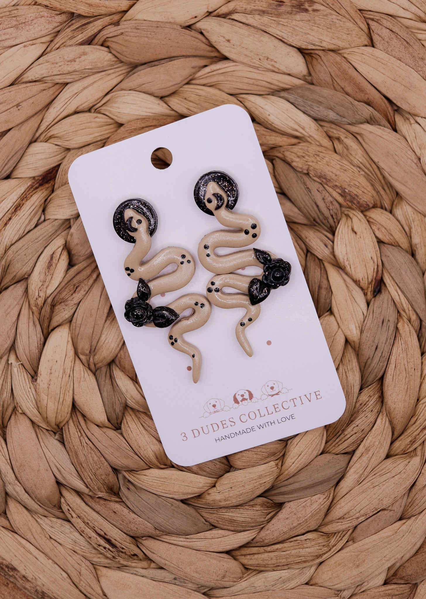 Moon Garden Serpent Earrings (Nude)