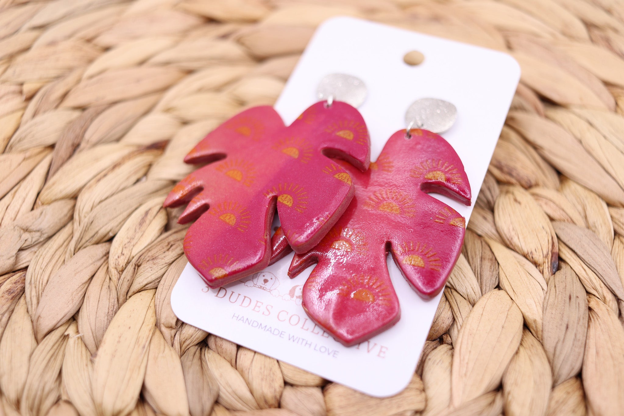 Monstera Sunset Leaf Dangle Earring