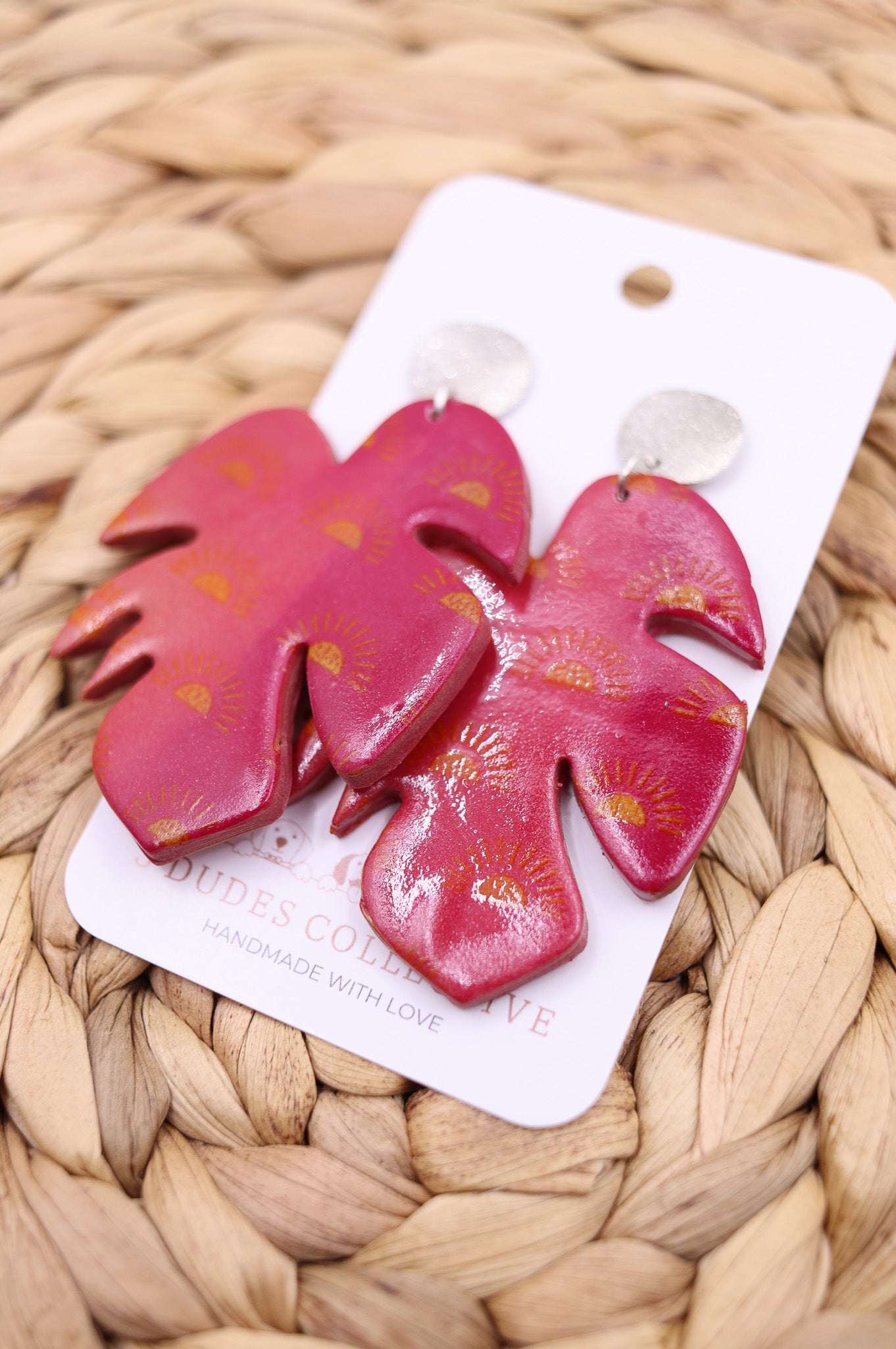 Monstera Sunset Leaf Dangle Earring