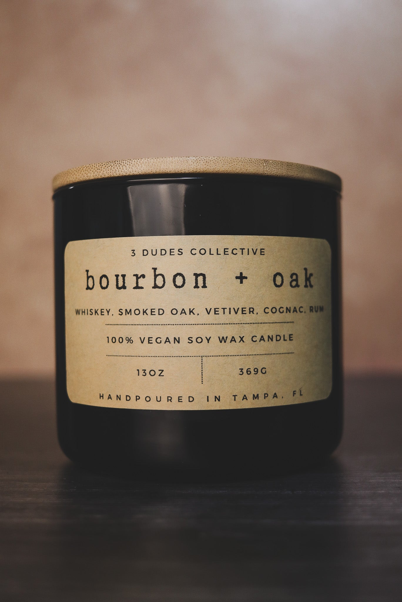 Classic Neutrals Collection: Bourbon + Oak  3 Wick Candle