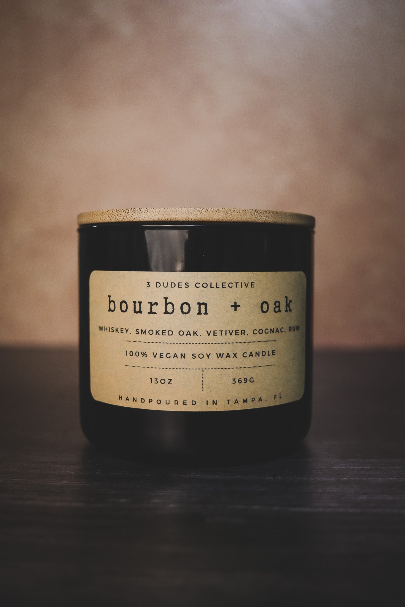 Classic Neutrals Collection: Bourbon + Oak  3 Wick Candle