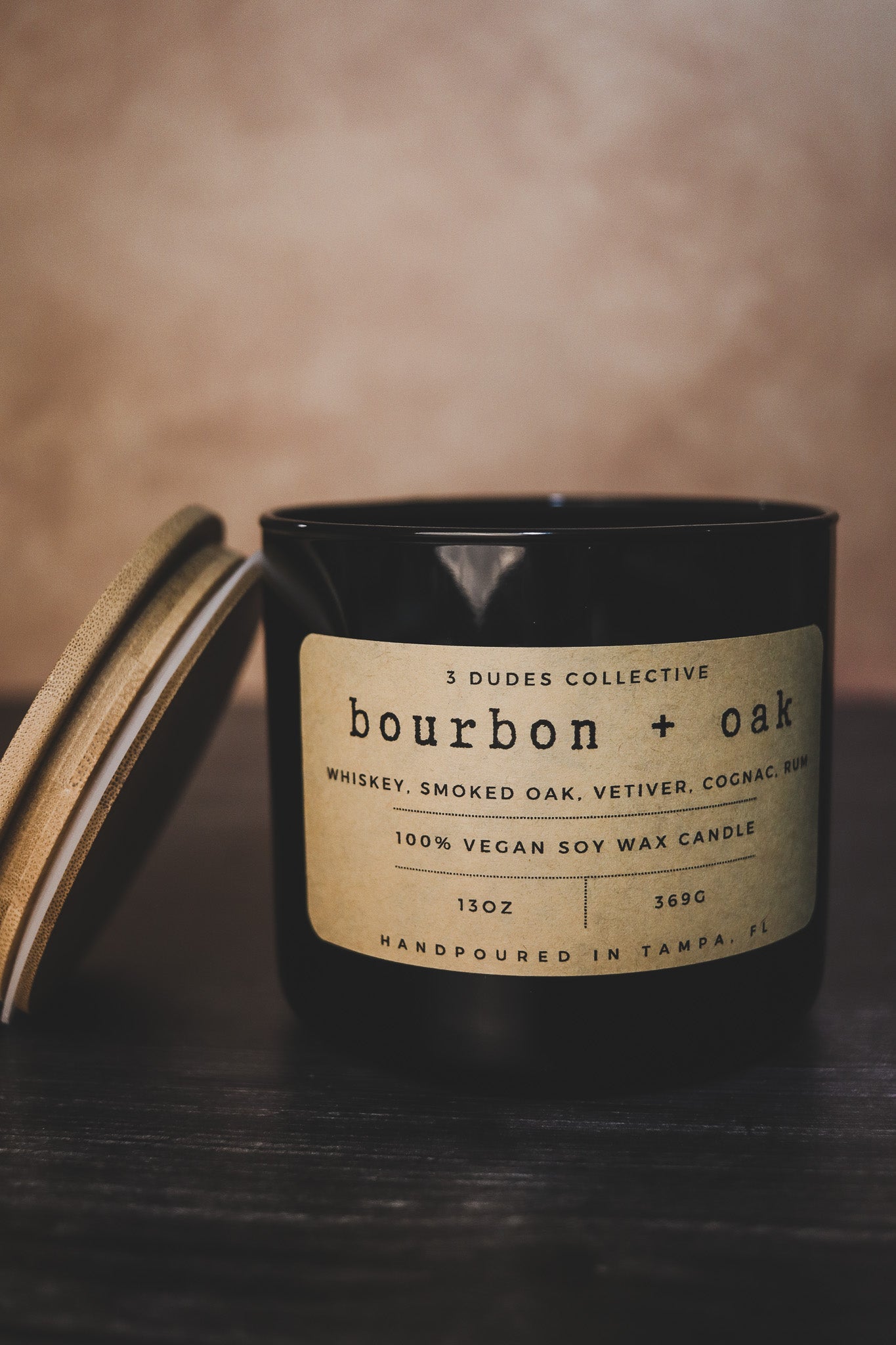 Classic Neutrals Collection: Bourbon + Oak  3 Wick Candle