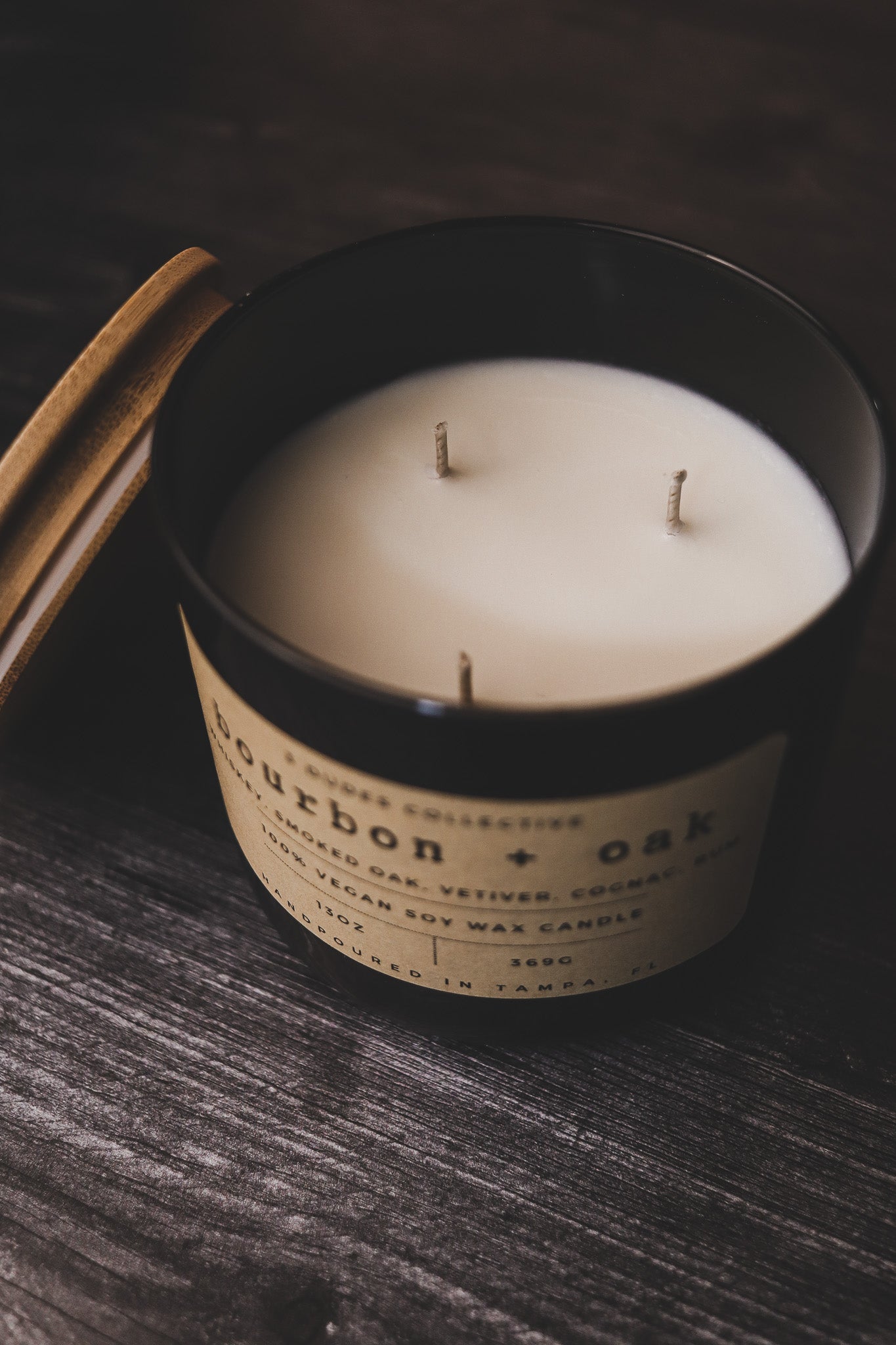 Classic Neutrals Collection: Bourbon + Oak  3 Wick Candle