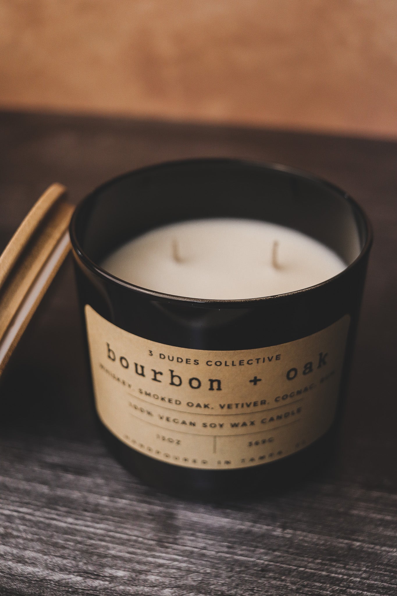 Classic Neutrals Collection: Bourbon + Oak  3 Wick Candle