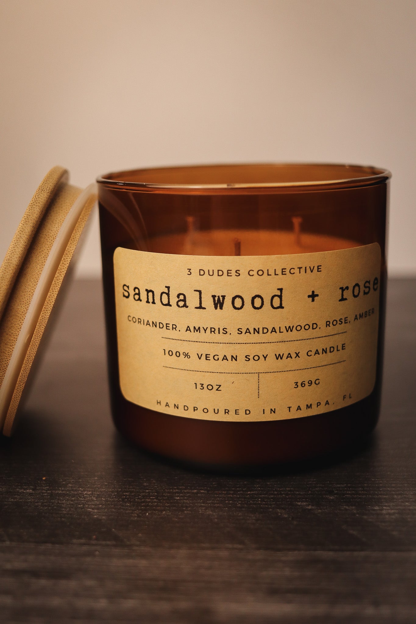 Classic Neutrals Collection - Sandalwood + Rose 3 Wick Candle