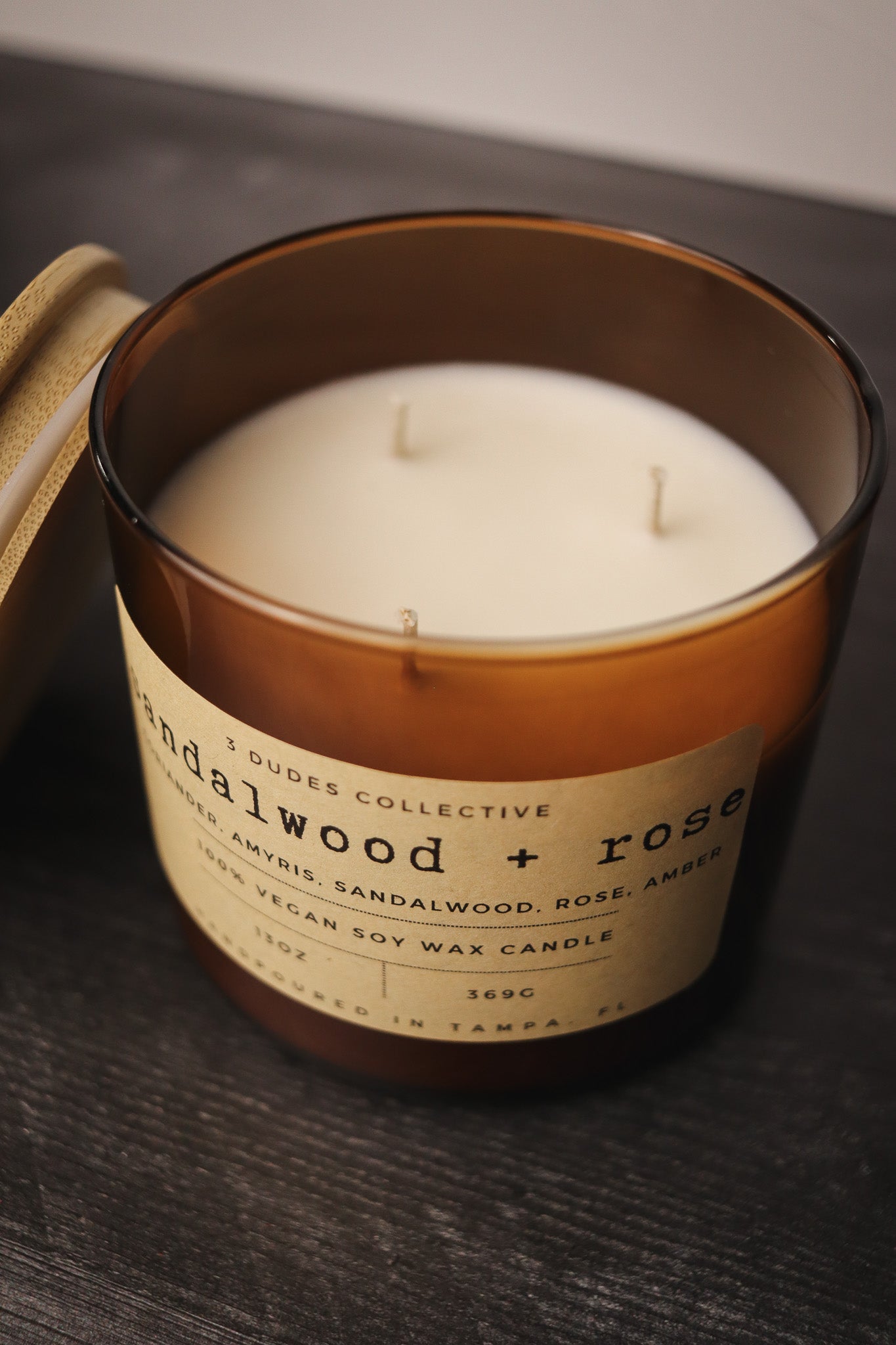 Classic Neutrals Collection - Sandalwood + Rose 3 Wick Candle