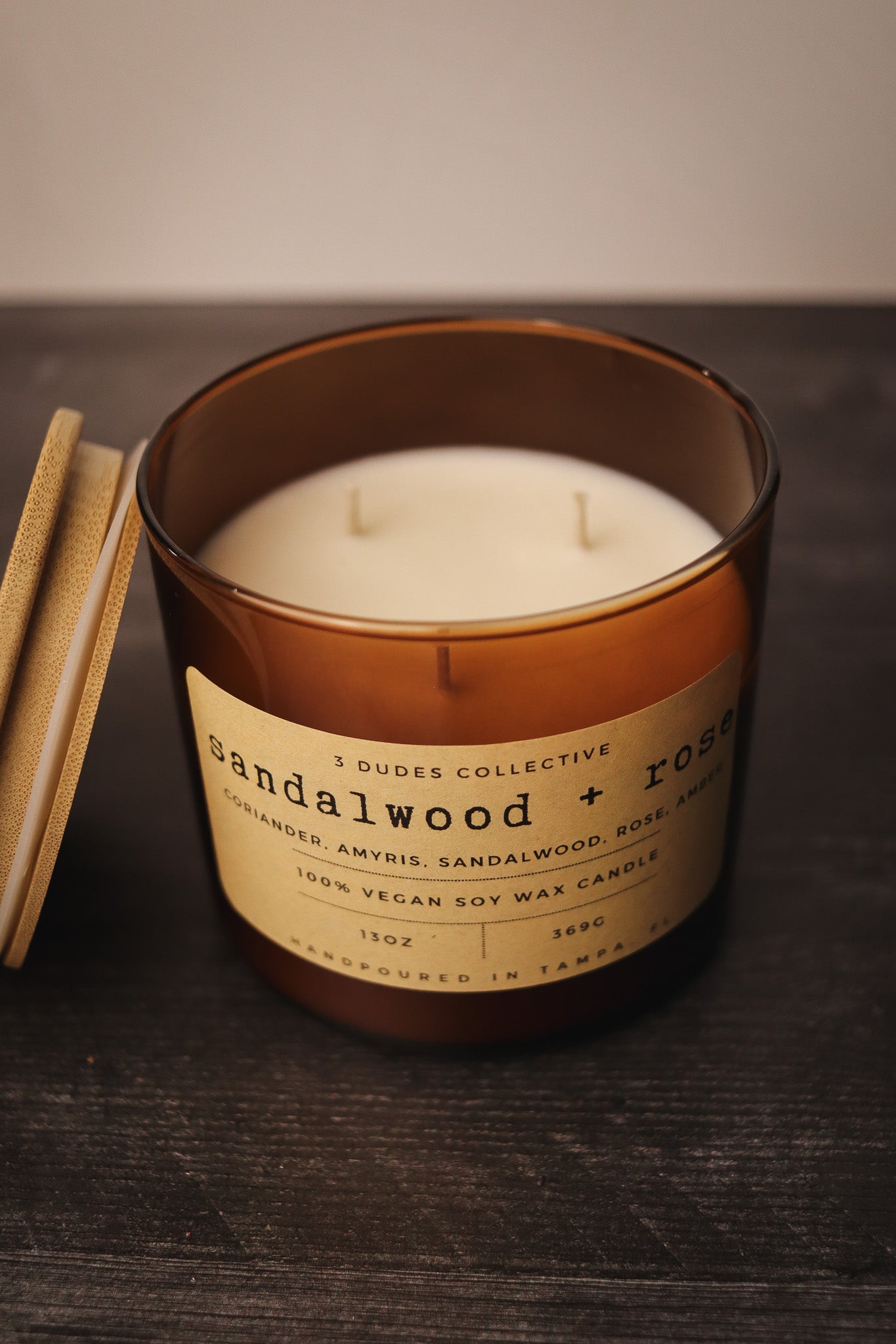 Classic Neutrals Collection - Sandalwood + Rose 3 Wick Candle