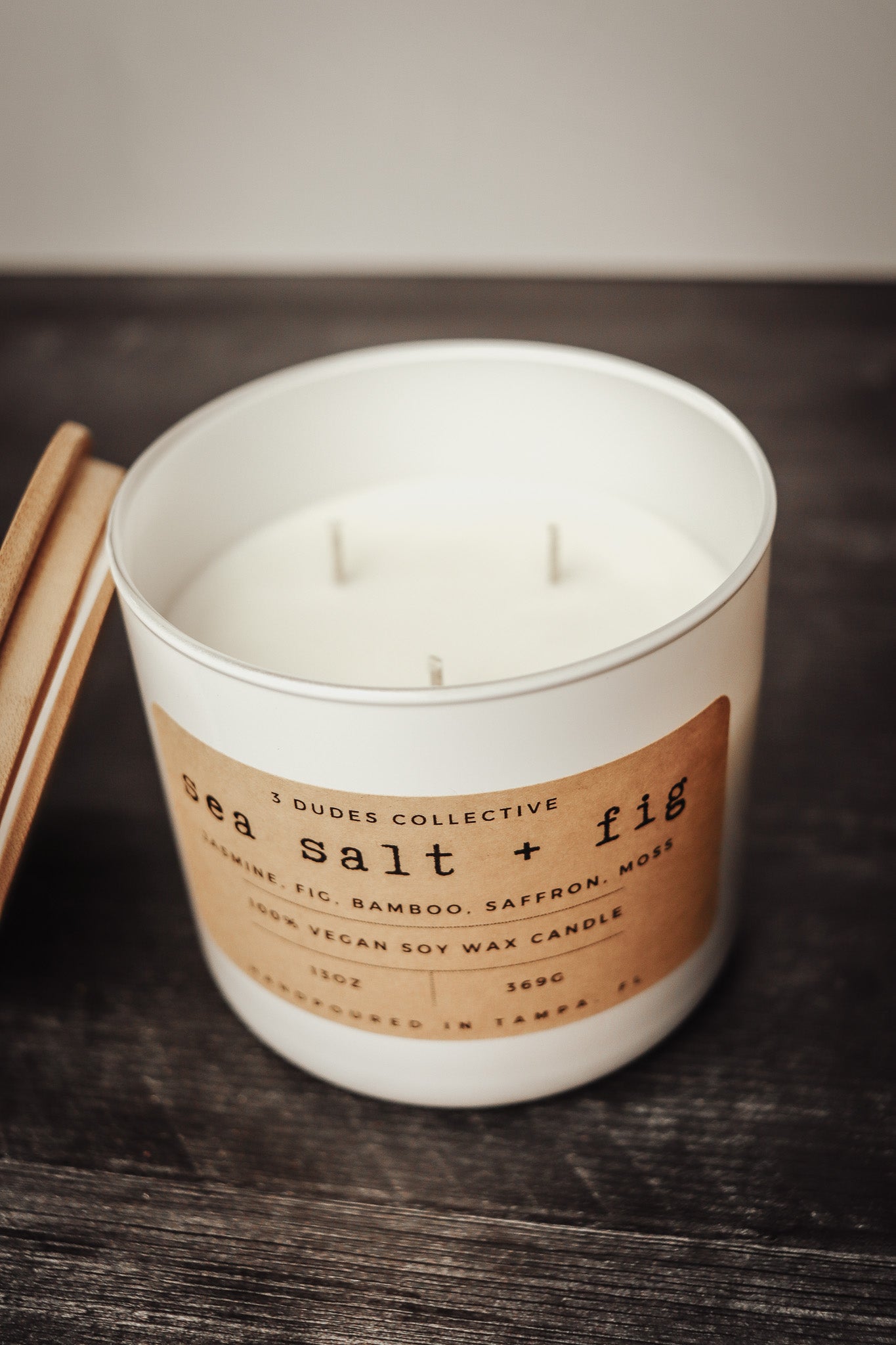 Classic Neutrals Collection: Sea Salt + Fig 3 Wick Candle