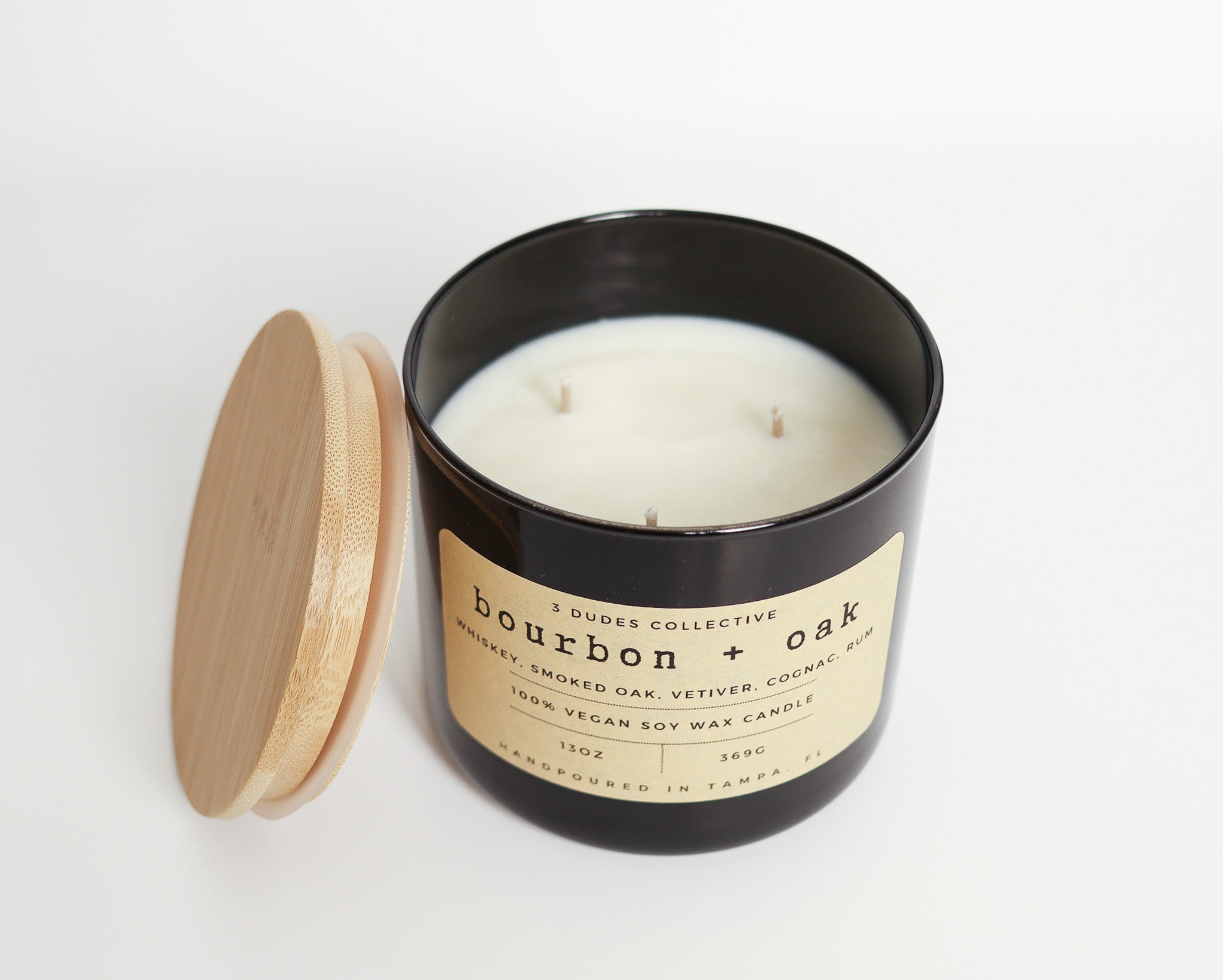 Classic Neutrals Collection: Bourbon + Oak  3 Wick Candle