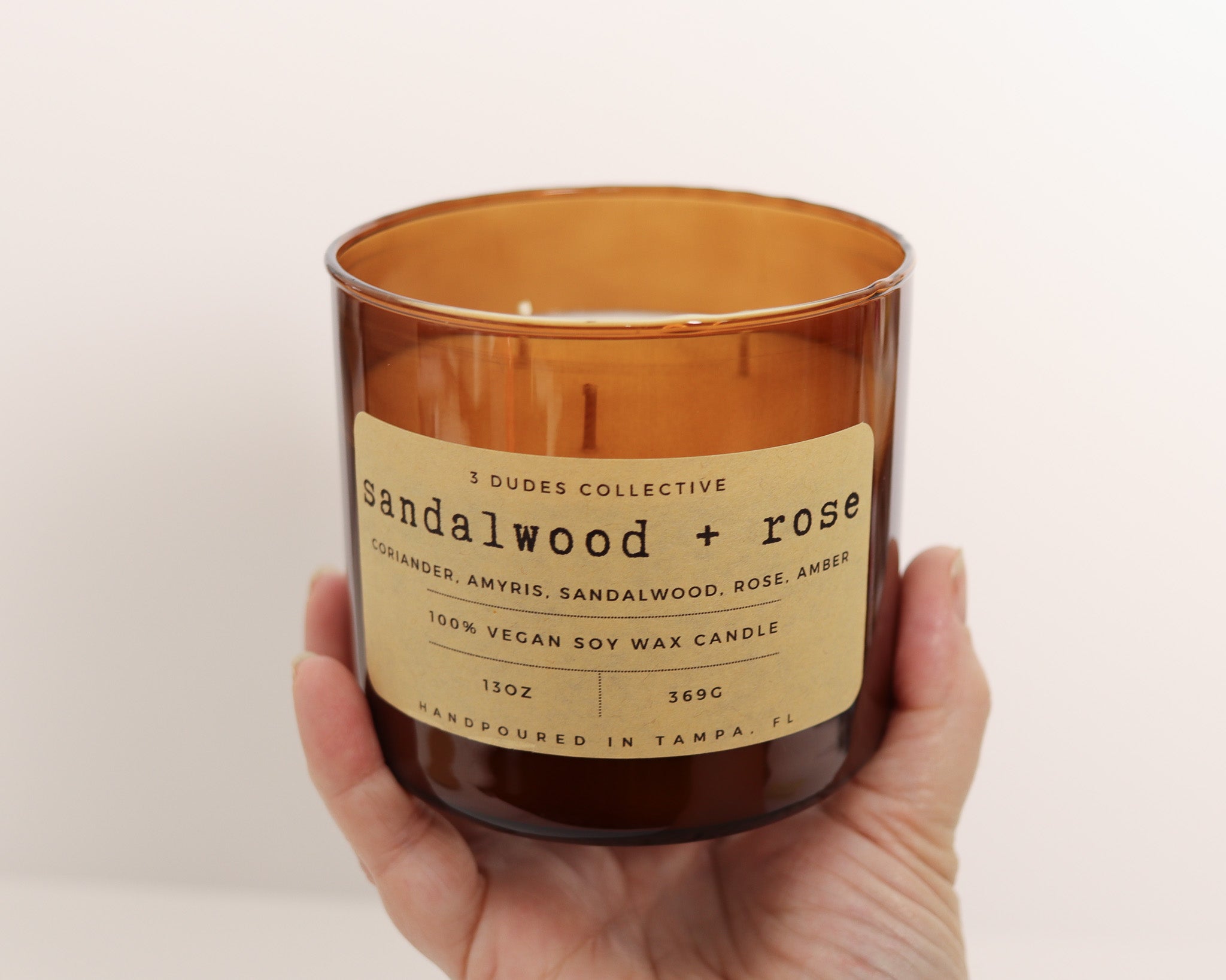 Classic Neutrals Collection - Sandalwood + Rose 3 Wick Candle