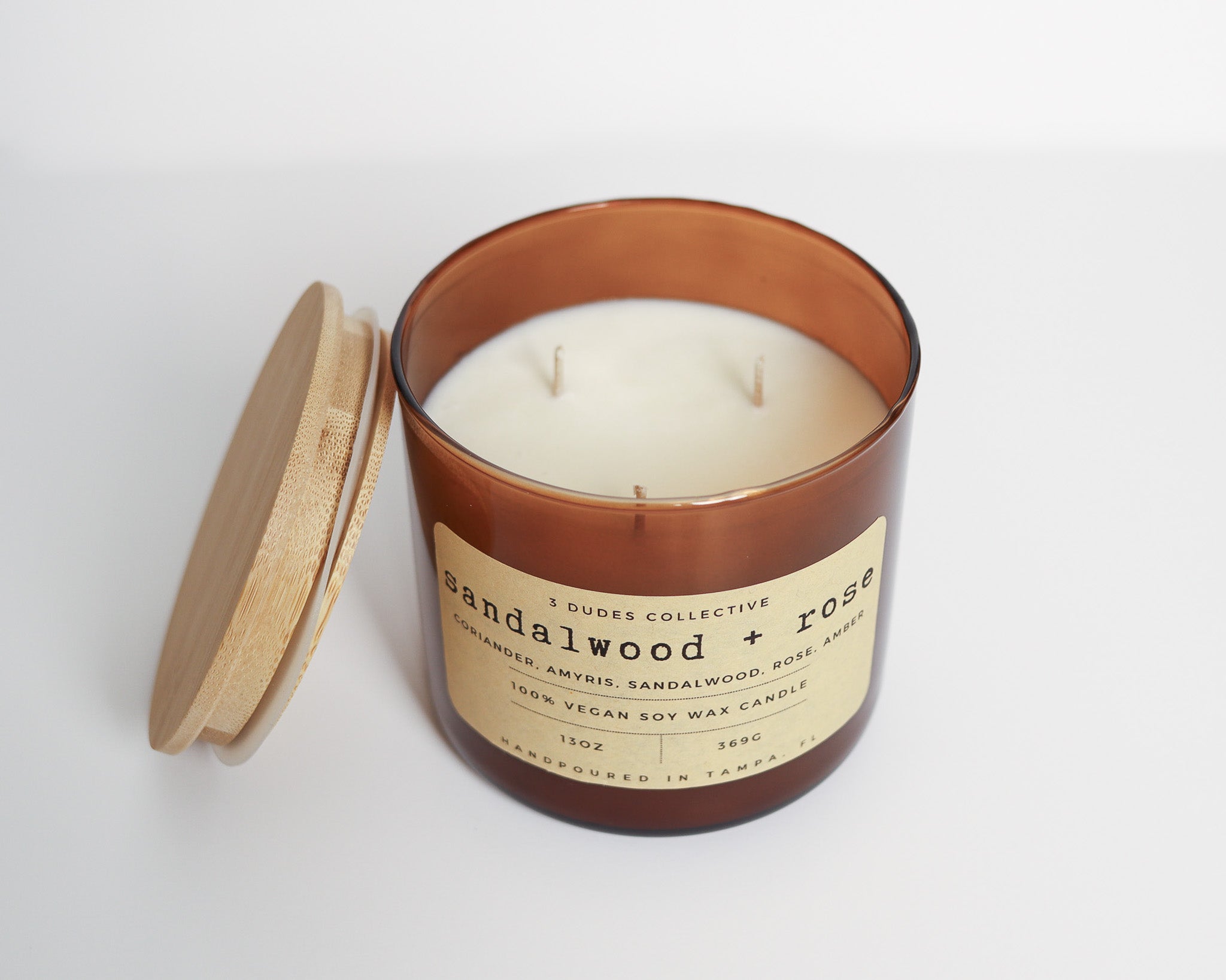 Classic Neutrals Collection - Sandalwood + Rose 3 Wick Candle