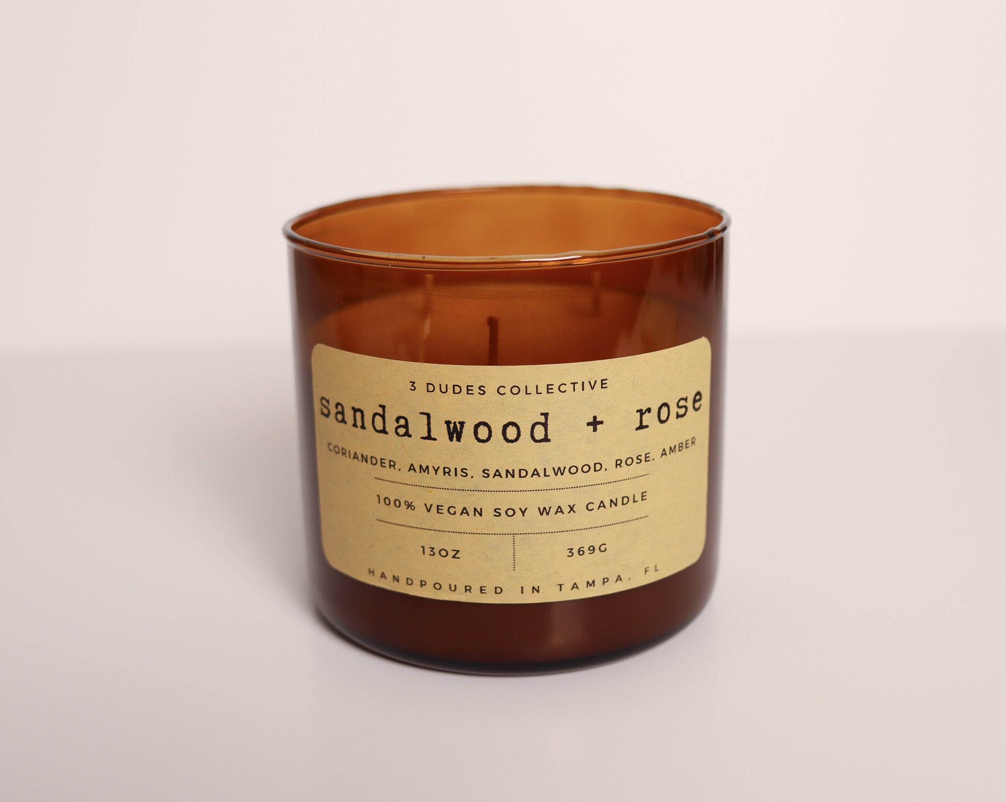 Classic Neutrals Collection - Sandalwood + Rose 3 Wick Candle