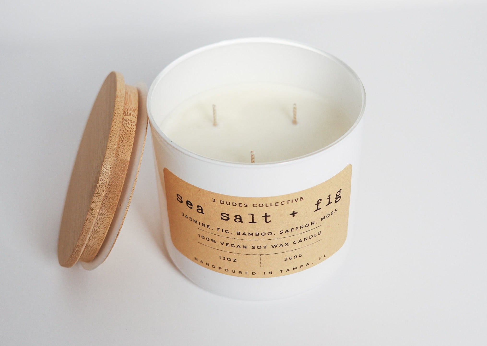 Classic Neutrals Collection: Sea Salt + Fig 3 Wick Candle