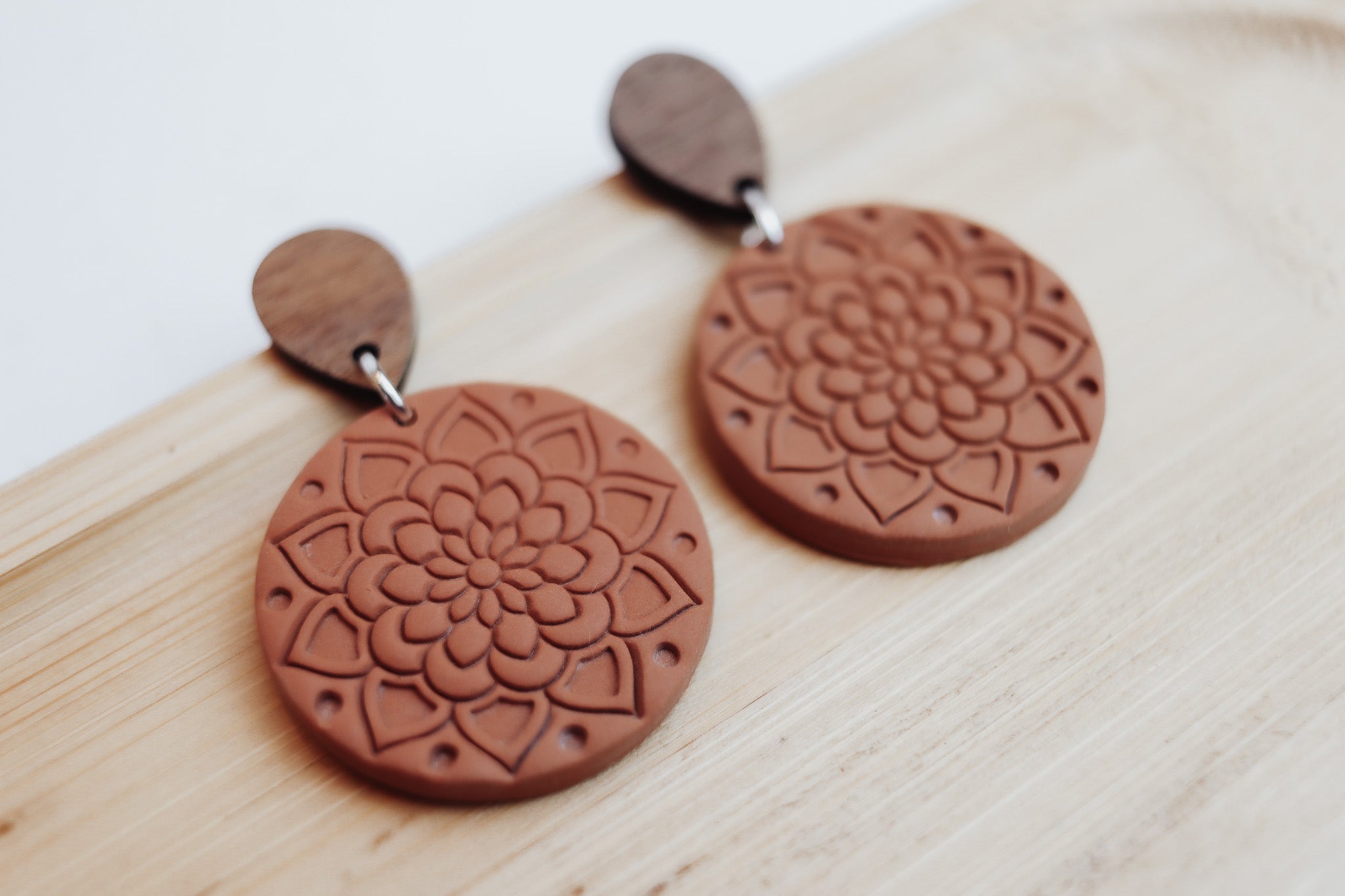 Mandala Wood Dangles