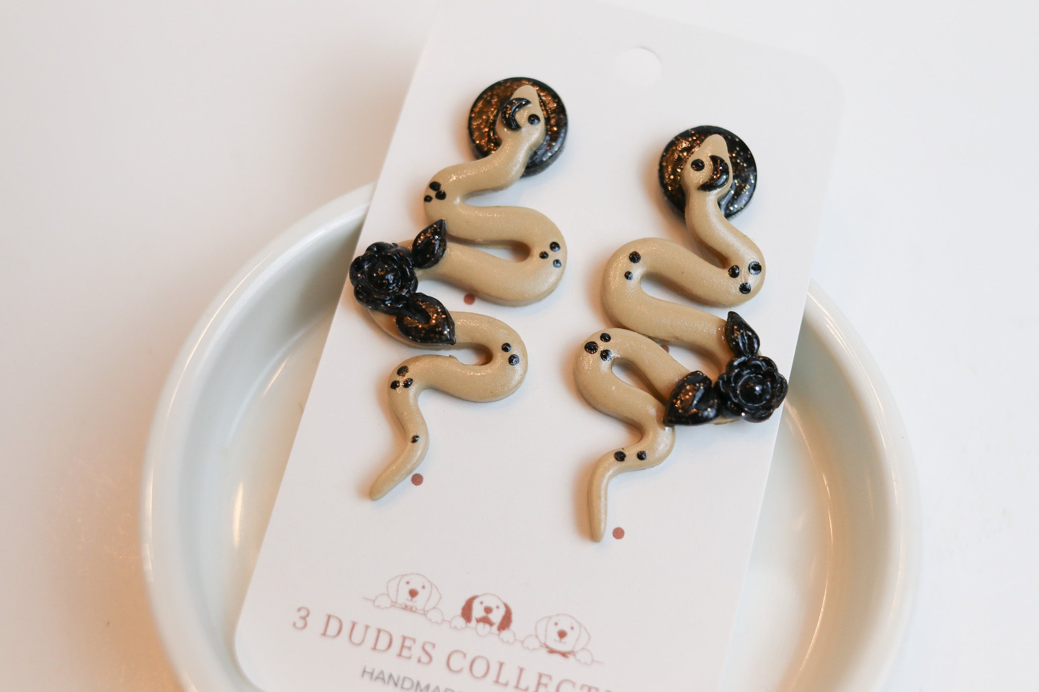 Moon Garden Serpent Earrings (Nude)