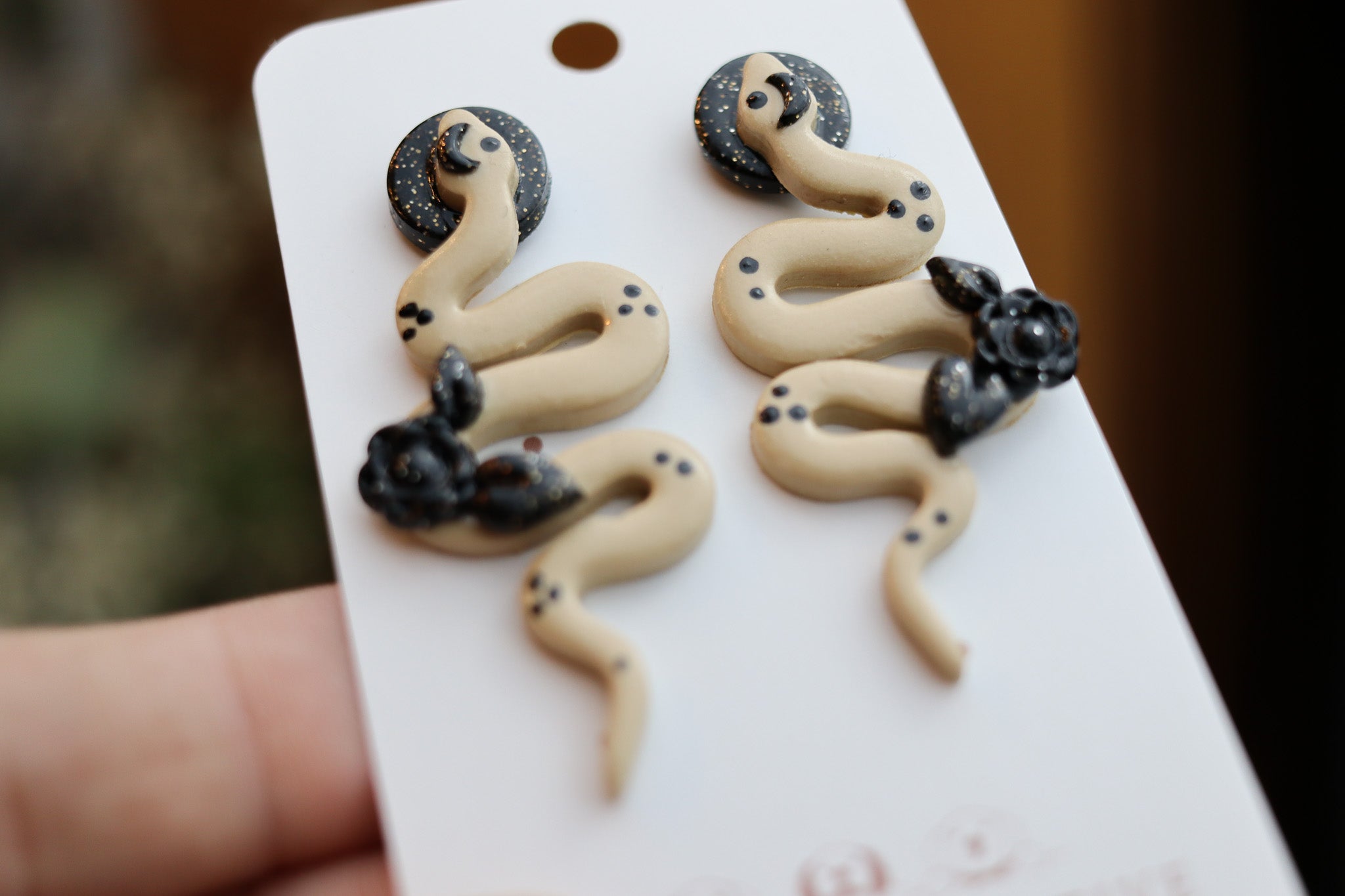 Moon Garden Serpent Earrings (Nude)