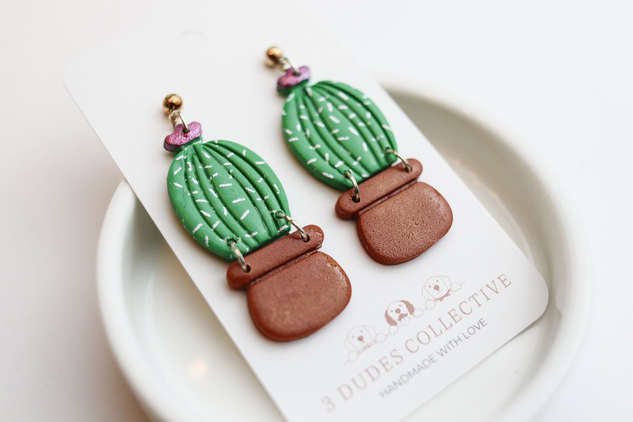 Blooming Prickly Cactus Earrings