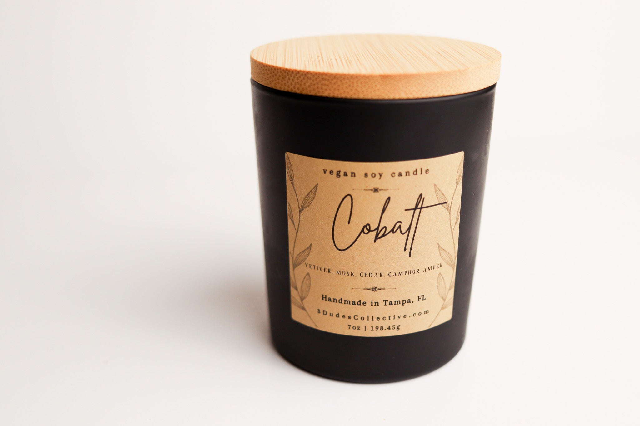 Cobalt: 7oz Designer Black Glass Candle