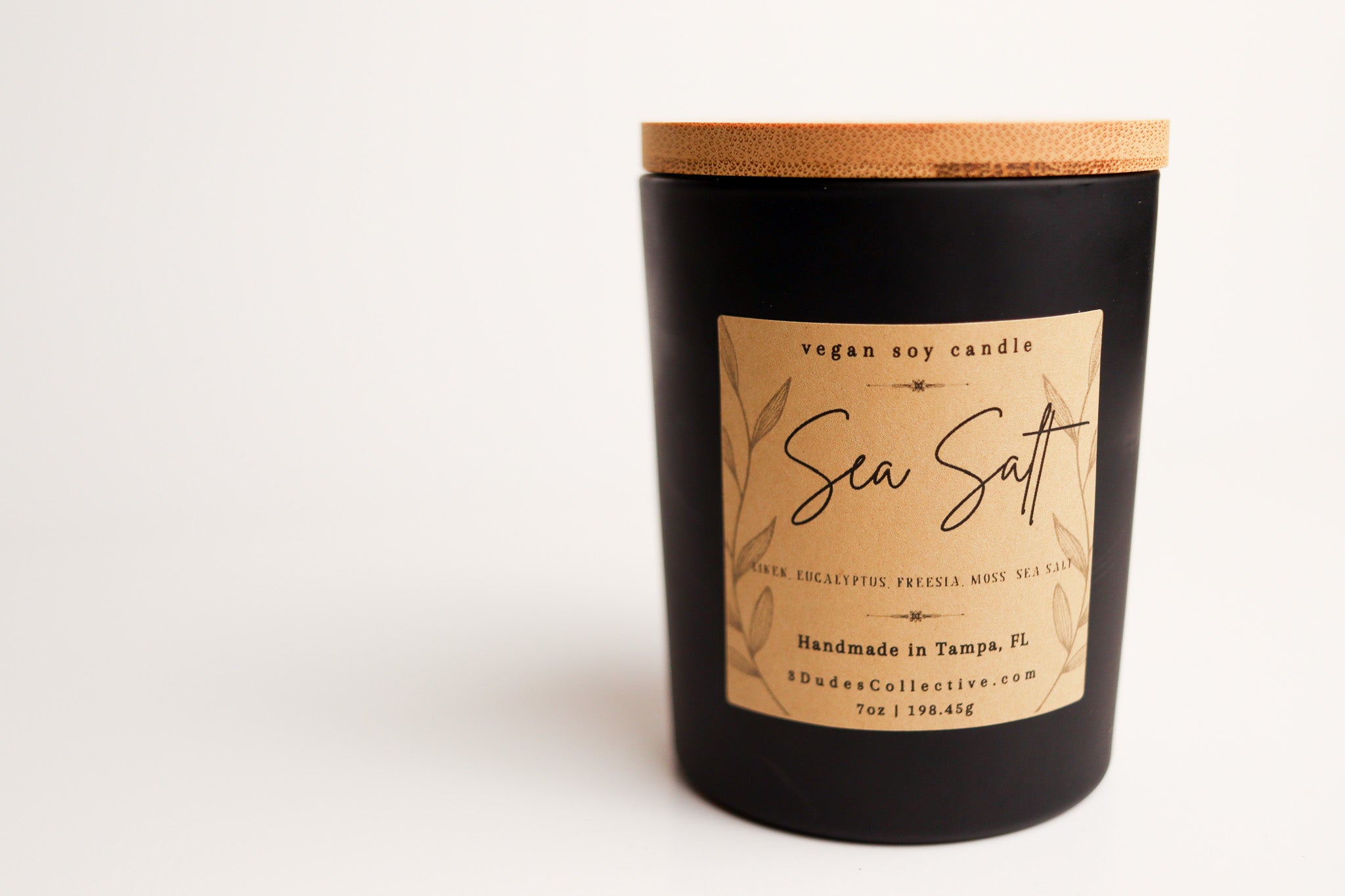 Sea Salt: 7oz Designer Black Glass Candle