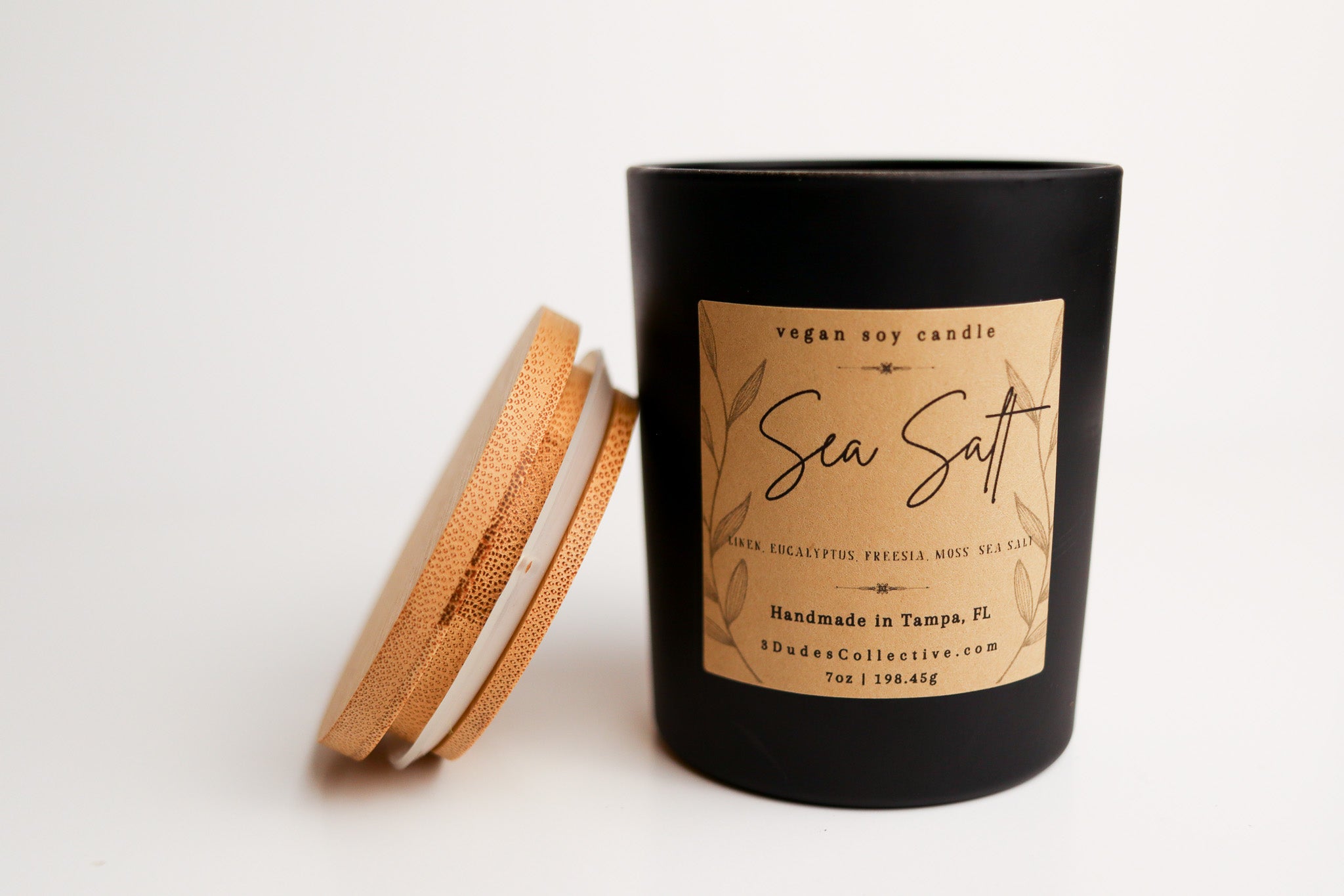 Sea Salt: 7oz Designer Black Glass Candle