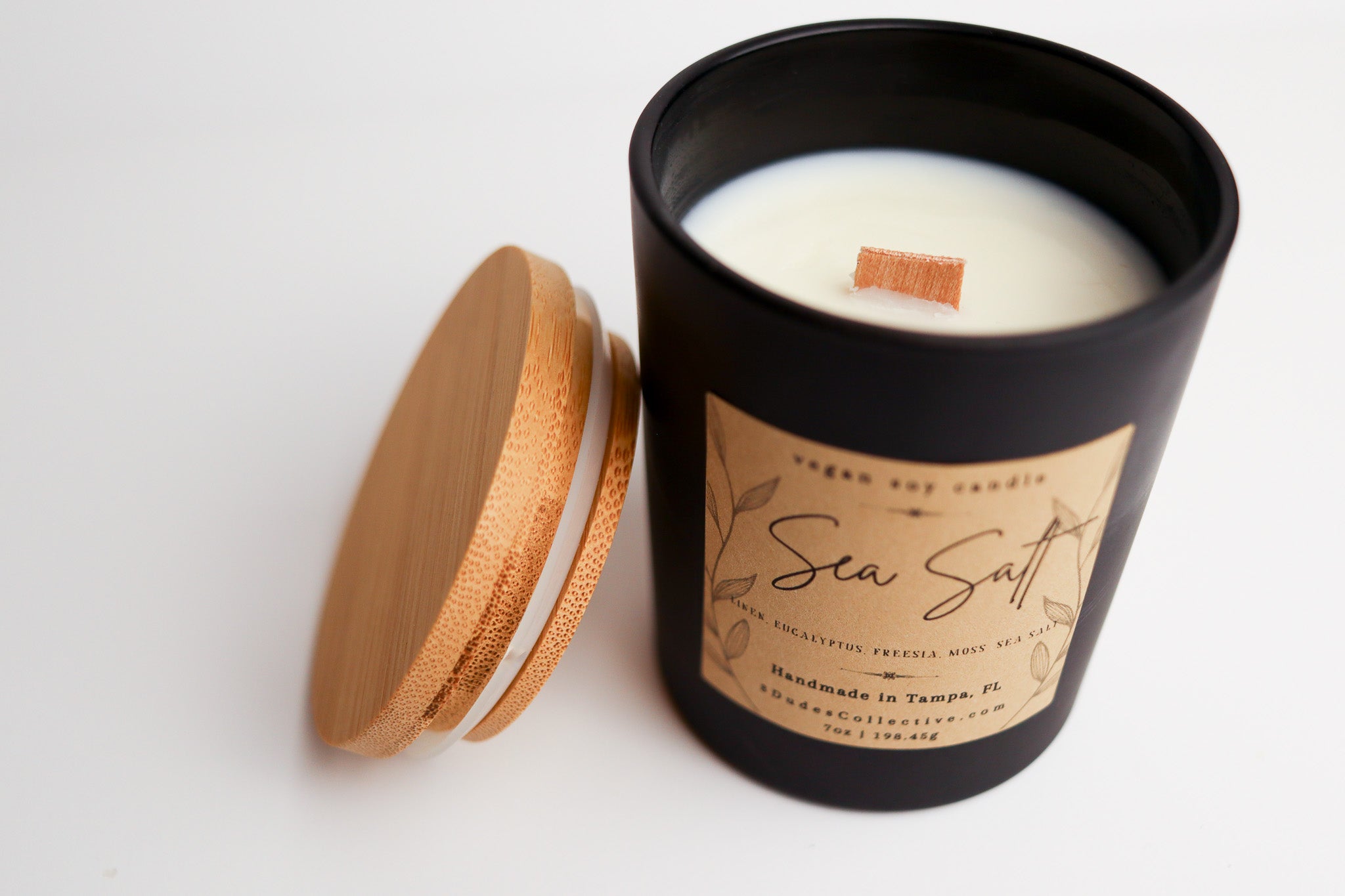 Sea Salt: 7oz Designer Black Glass Candle