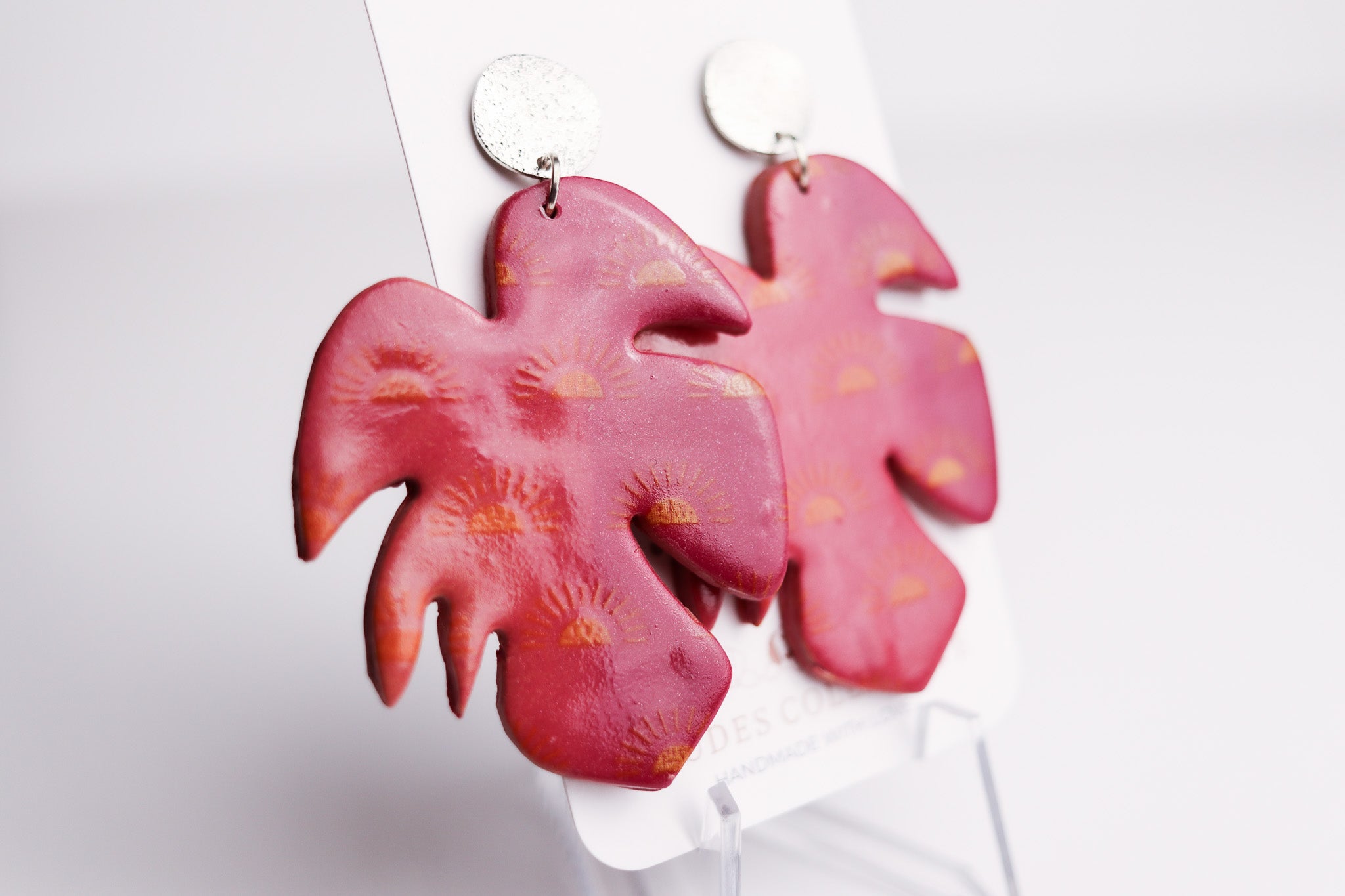 Monstera Sunset Leaf Dangle Earring