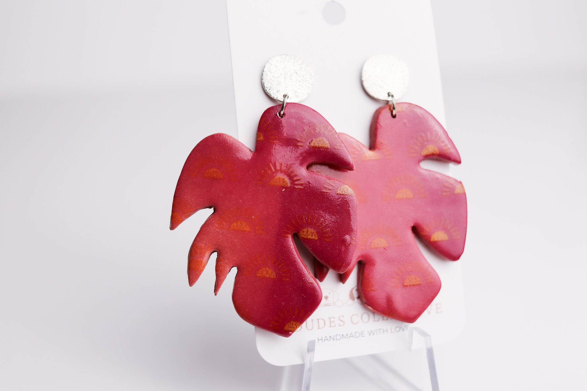 Monstera Sunset Leaf Dangle Earring