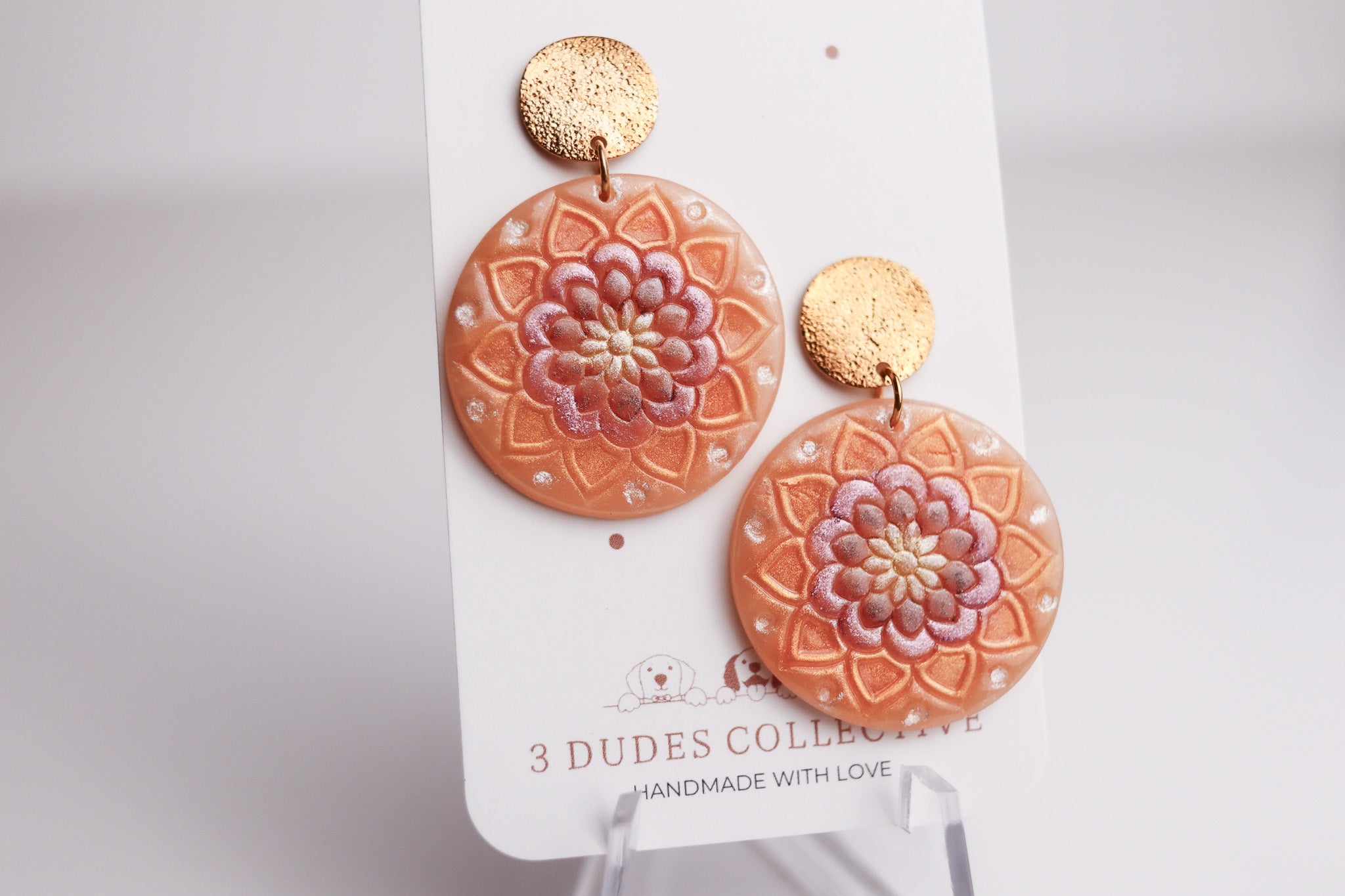 Handpainted Mandala Earring - Gold