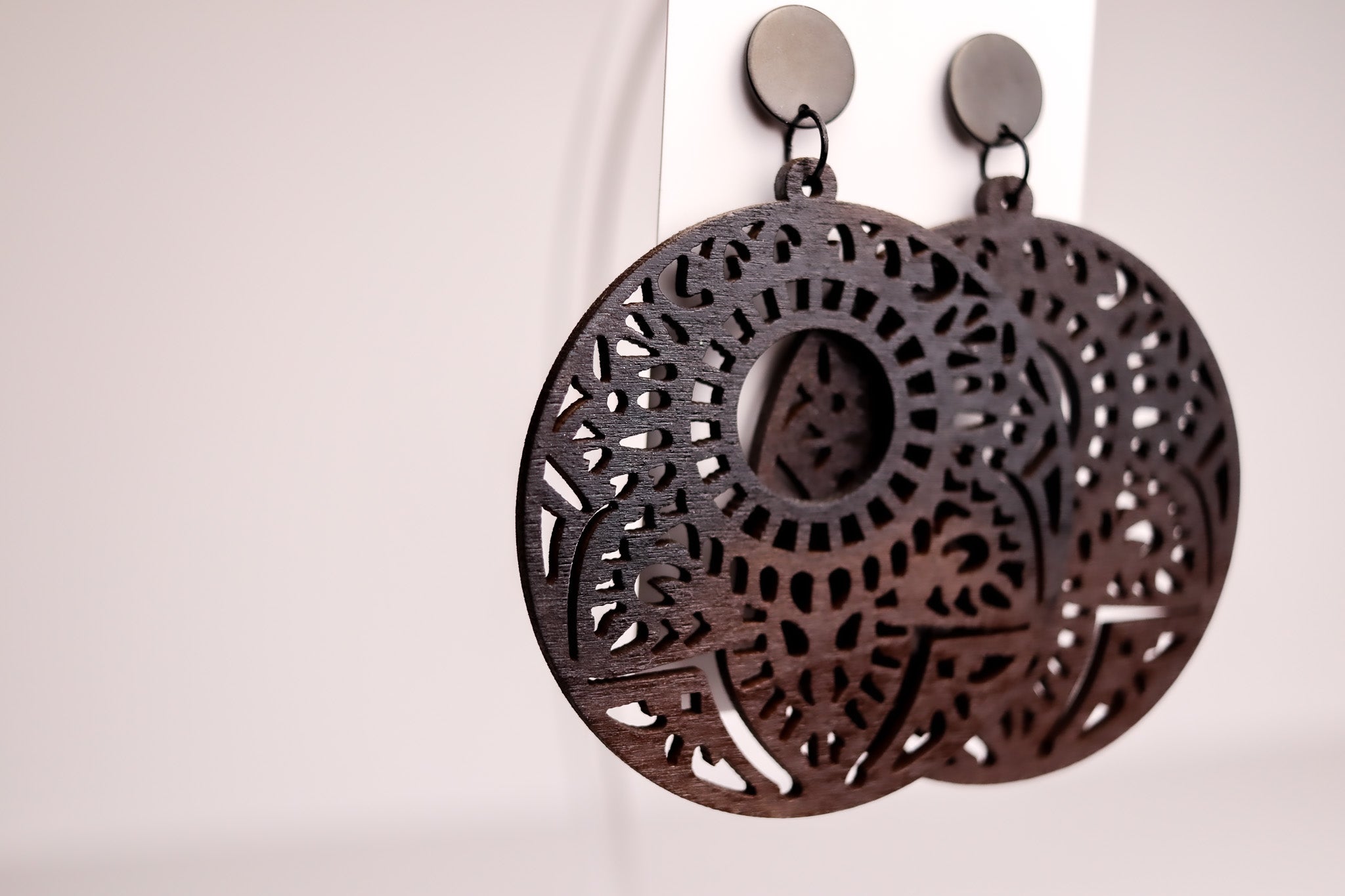 Boho Wood Brown Black Ombre Earrings