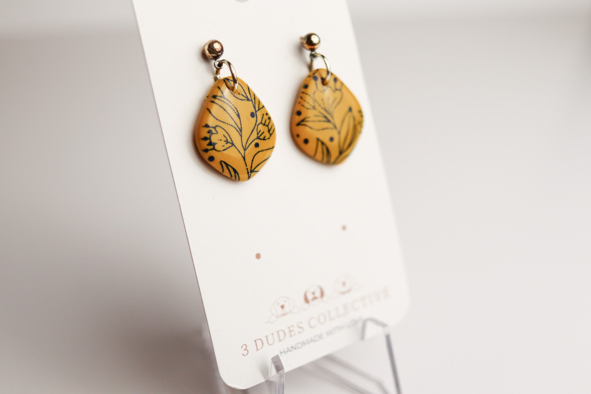 Boho Mustard Floral Vine Drop Earring