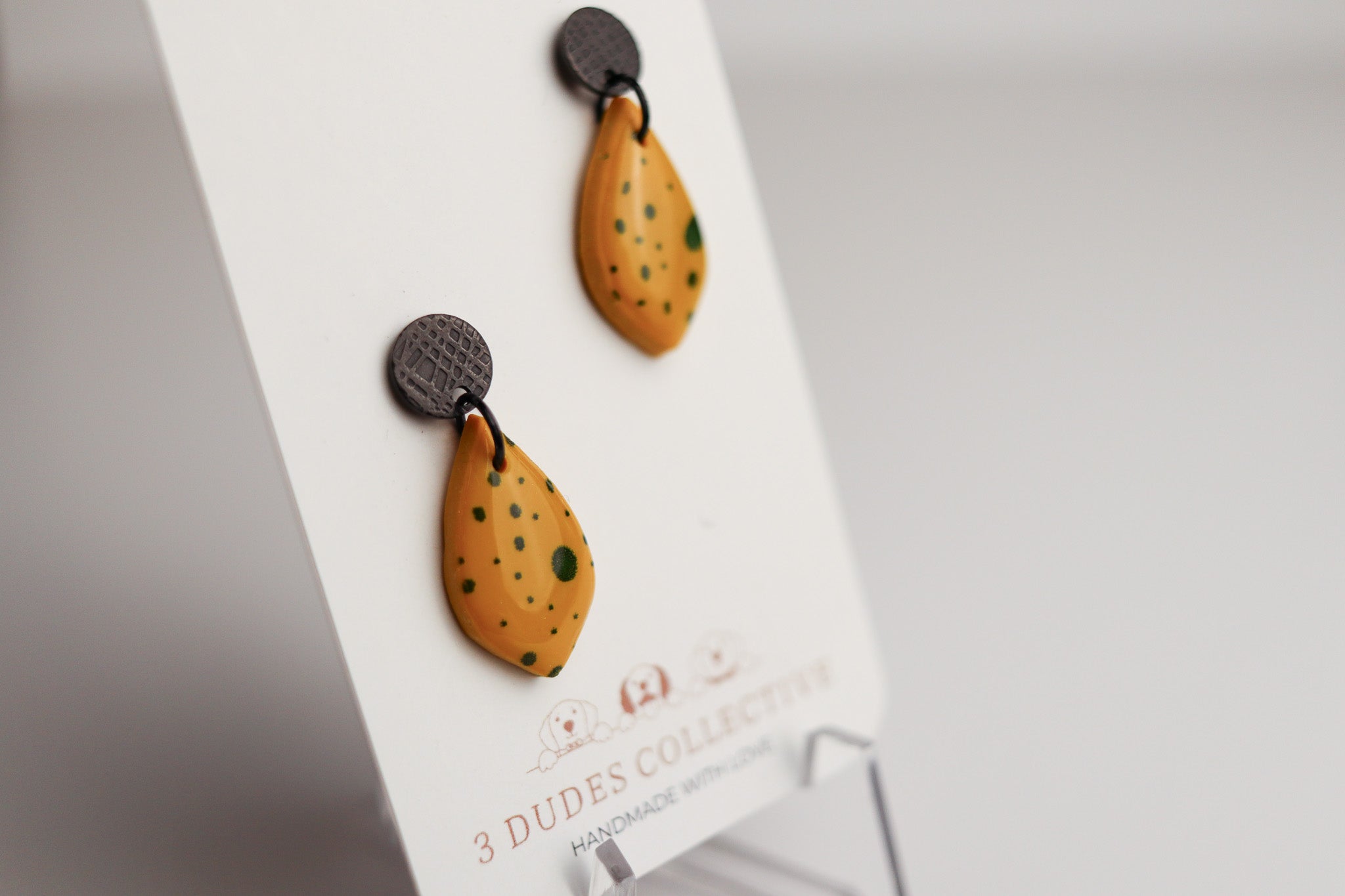 Boho Mustard Speckle Dew Drop Earring