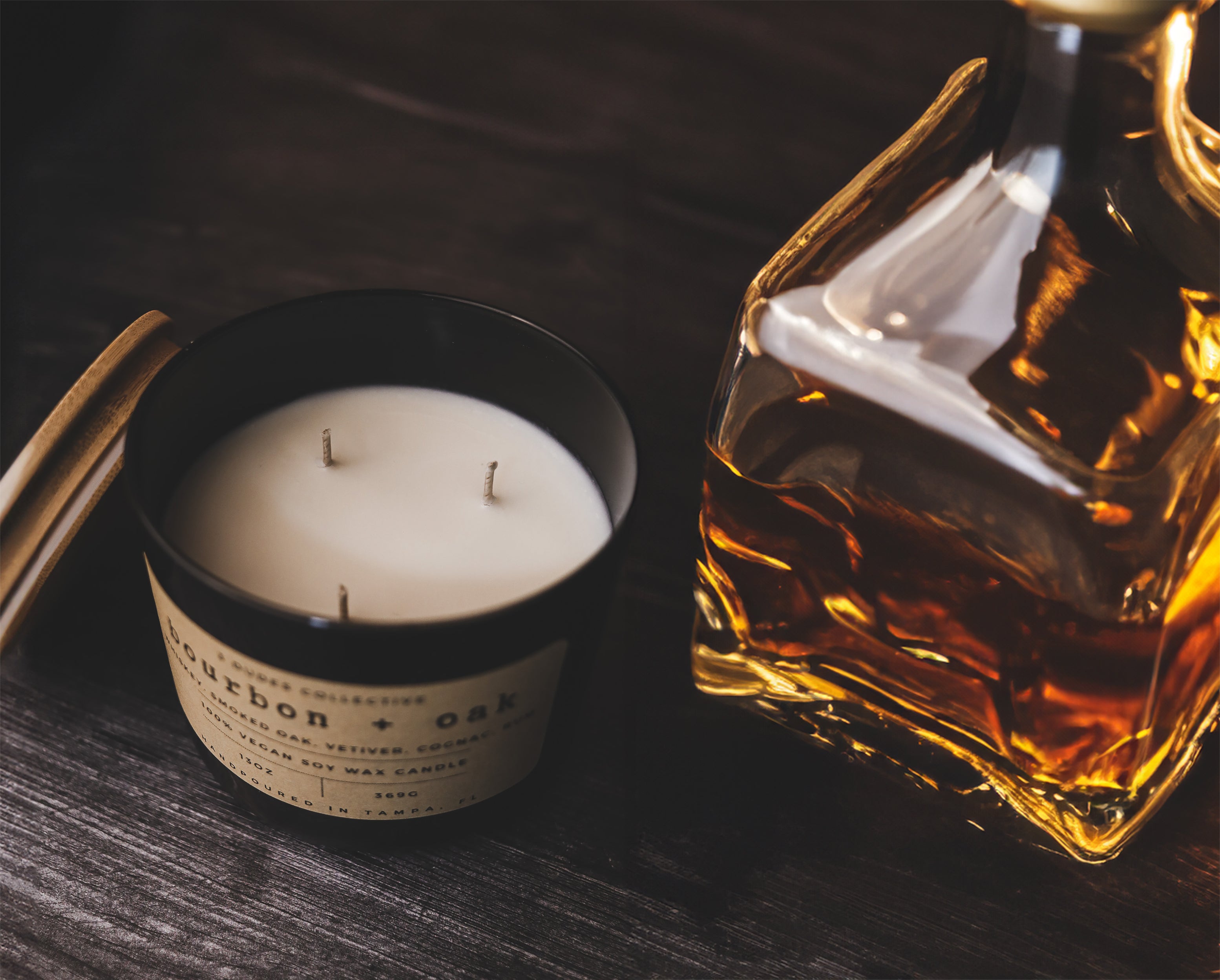 Classic Neutrals Collection: Bourbon + Oak  3 Wick Candle