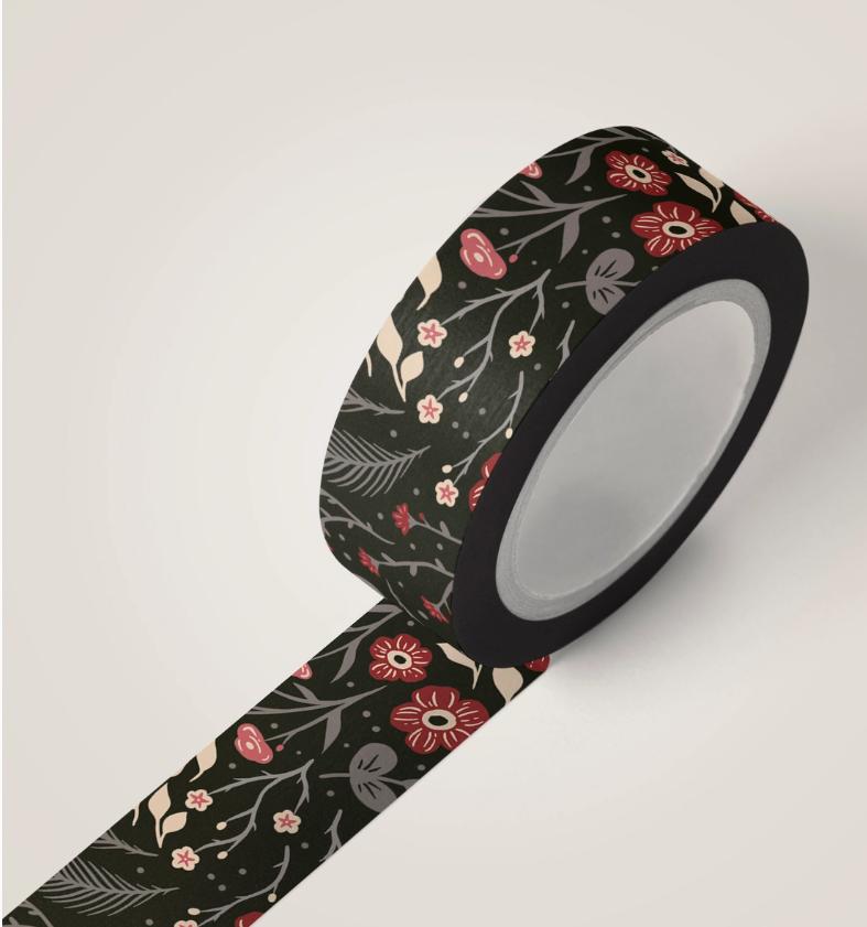 Dark Paradise Floral Washi Tape