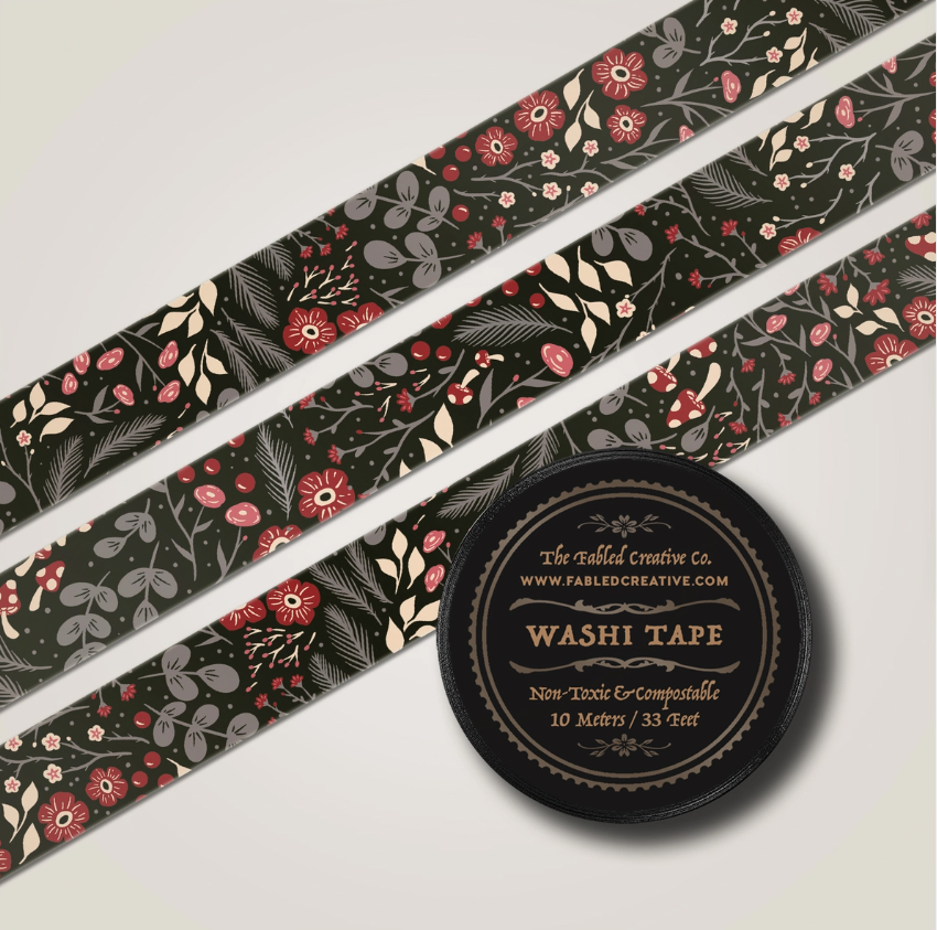 Dark Paradise Floral Washi Tape