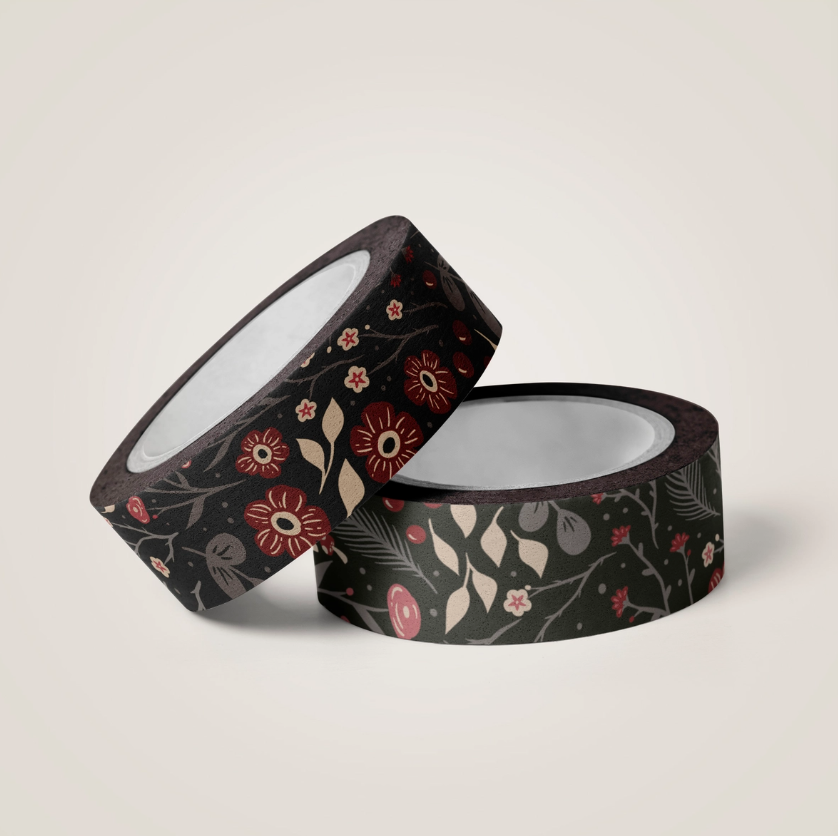 Dark Paradise Floral Washi Tape