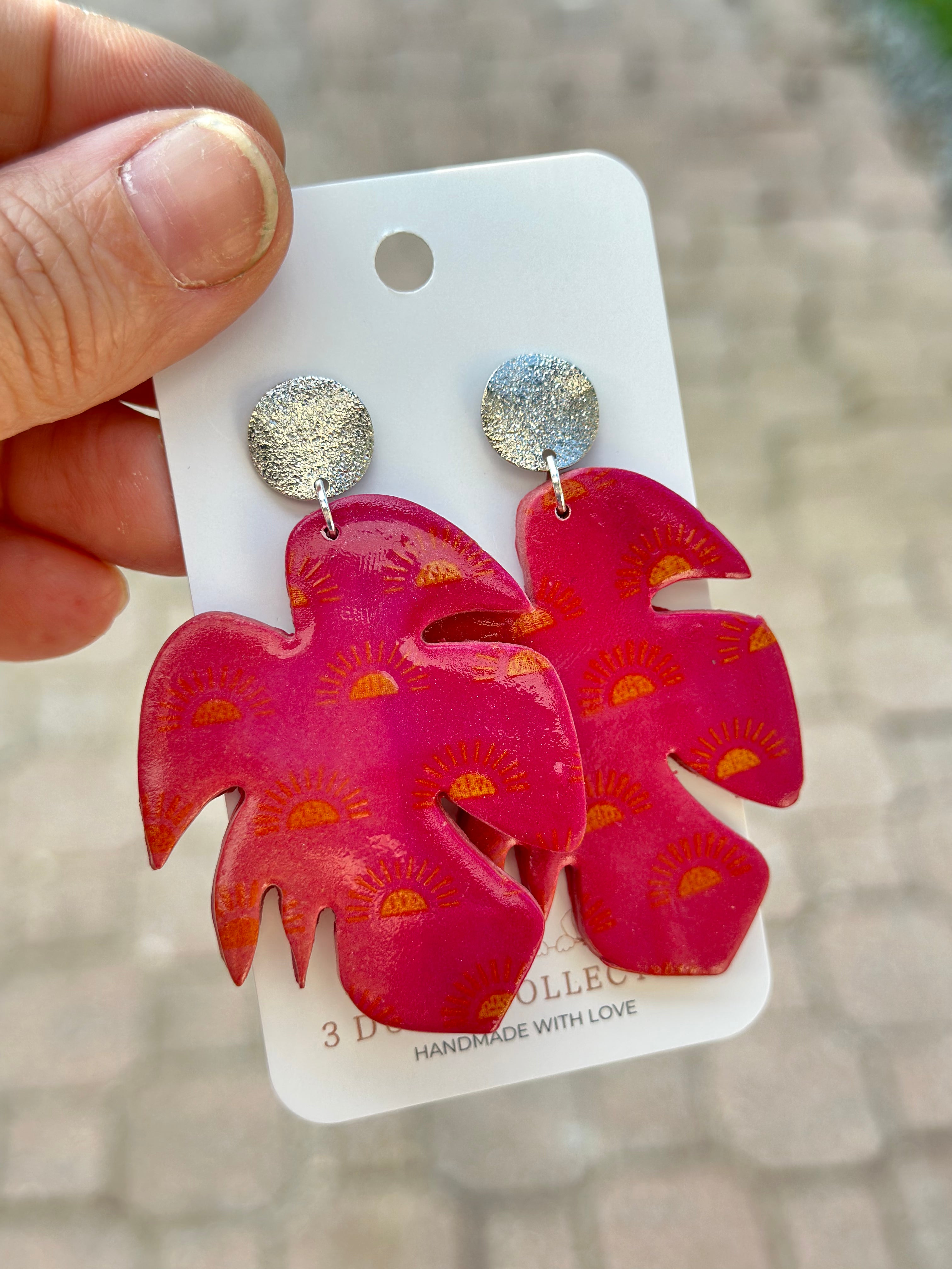 Monstera Sunset Leaf Dangle Earring